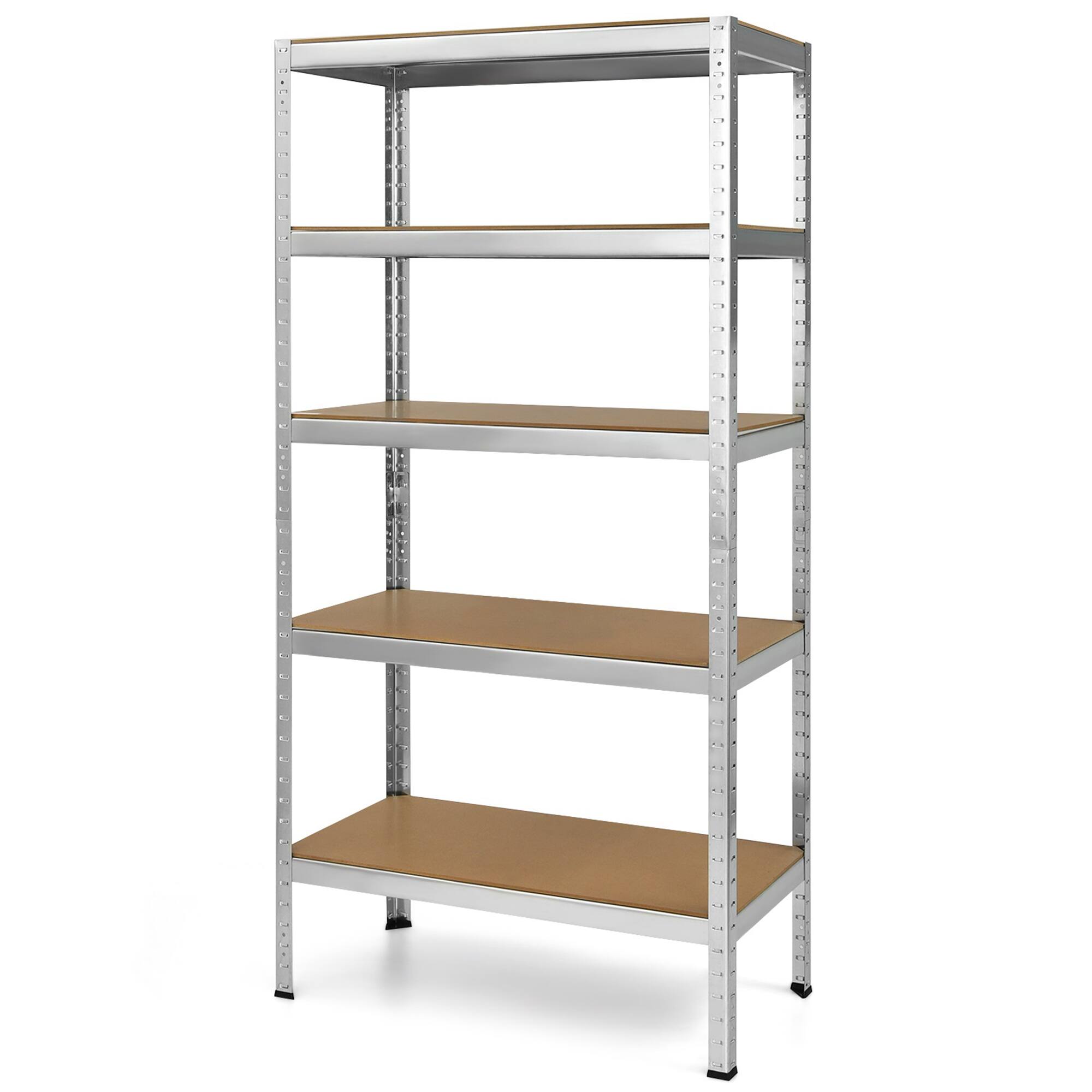 Front. Gymax - Gymax 72'' Steel 5-tier Garage Shelf Metal Storage Adjustable Unit Silver - Sliver.