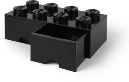 Room Copenhagen - LEGO Stackable Storage Brick with 2 Drawers and 8 Knobs, Black - Collectibles - Multicolor