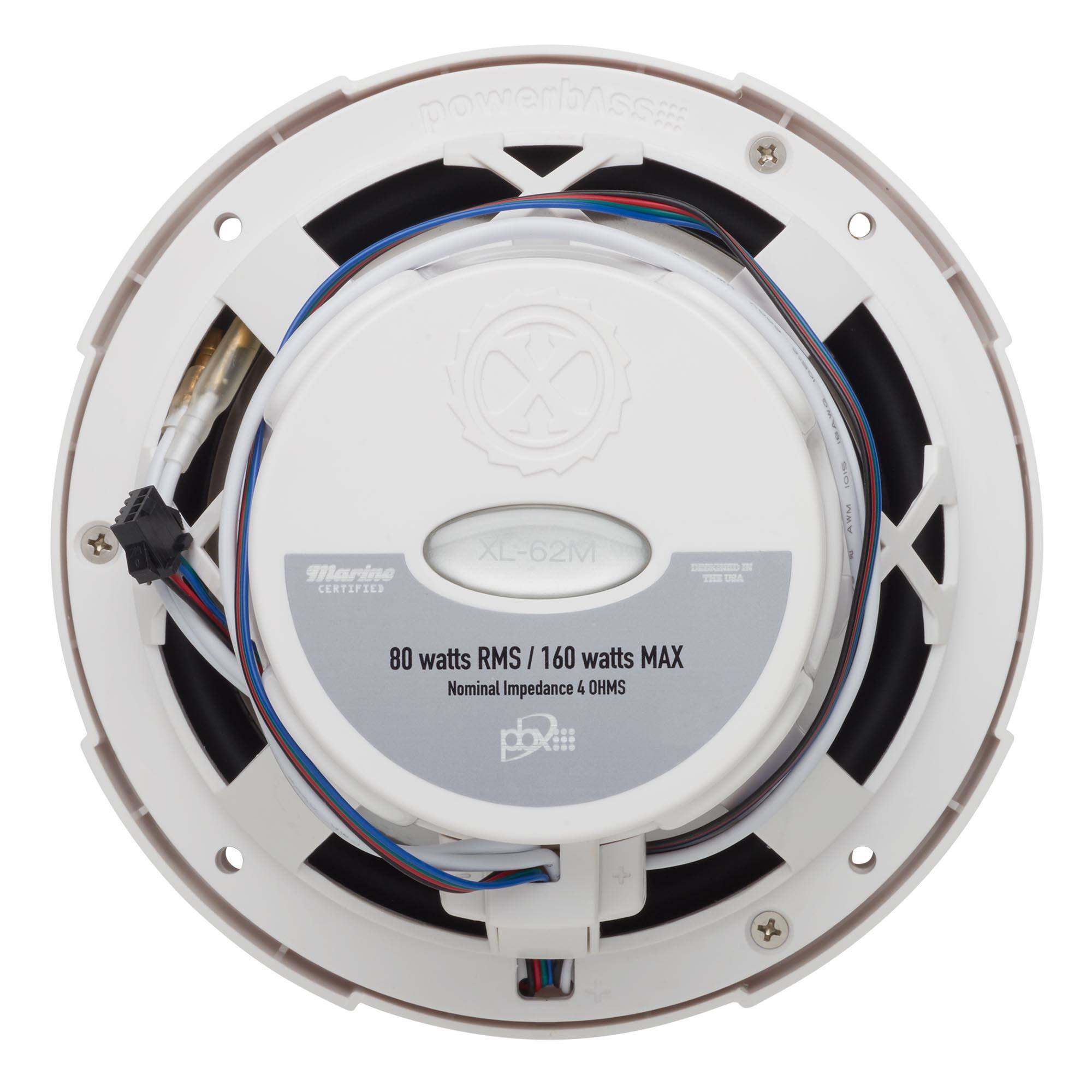 powerbass x Marine CERTIFIED X XL-62M  
80 watts RMS / 160 watts MAX  
Nominal Impedance 4 OHMS