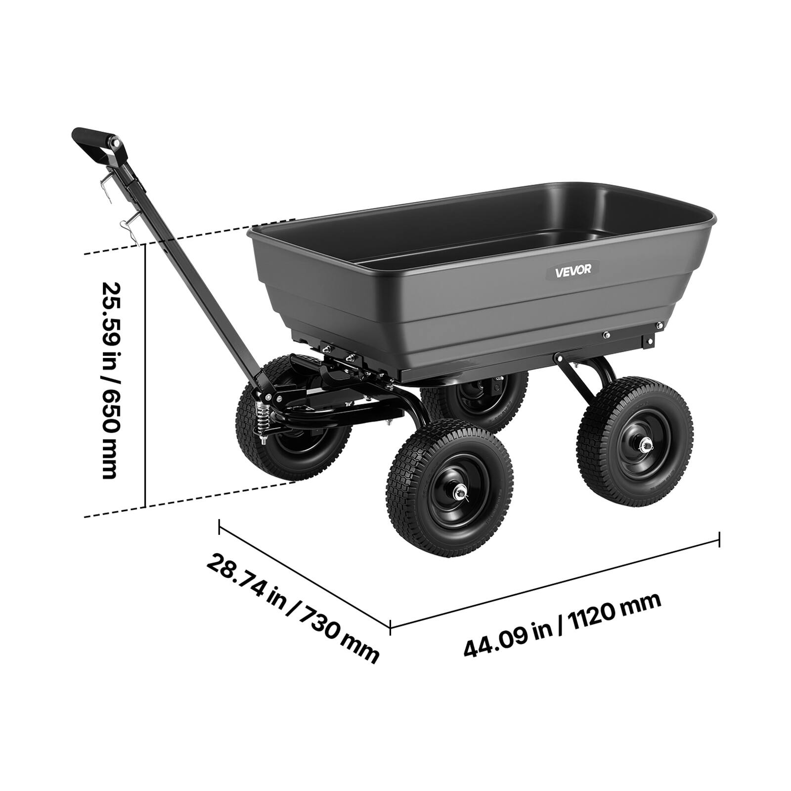 25.59 in / 650 mm  
28.74 in / 730 mm  
44.09 in / 1120 mm