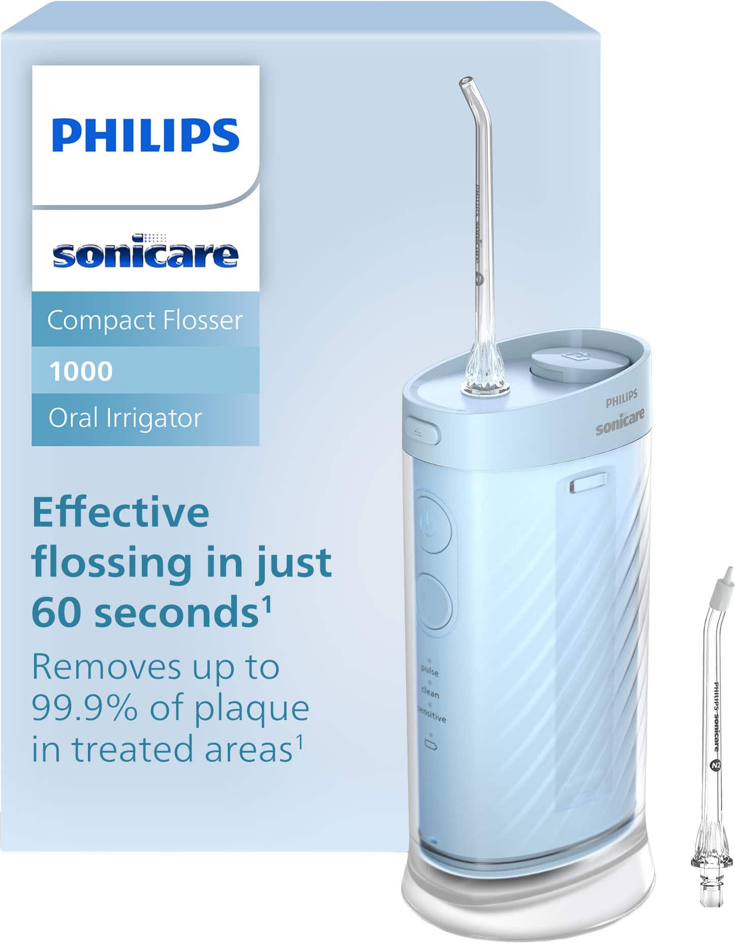 Philips Sonicare - Compact Flosser 1000, Portable Water Flosser with 3 Flossing Modes, Travel Friendly - Blue