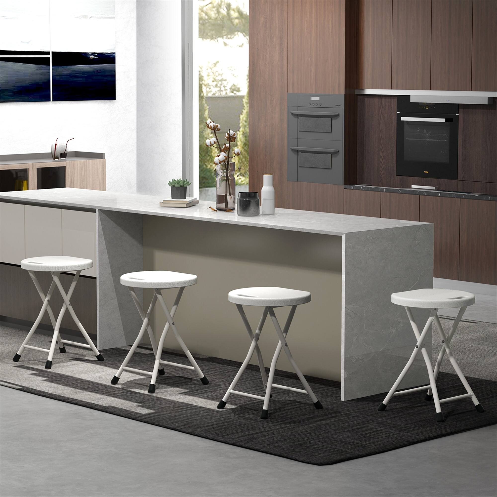 Alt View 3. Gymax - Gymax 4PCS 18''H Folding Stool Portable & Foldable Camping Chair w/ Carrying Handle - White.