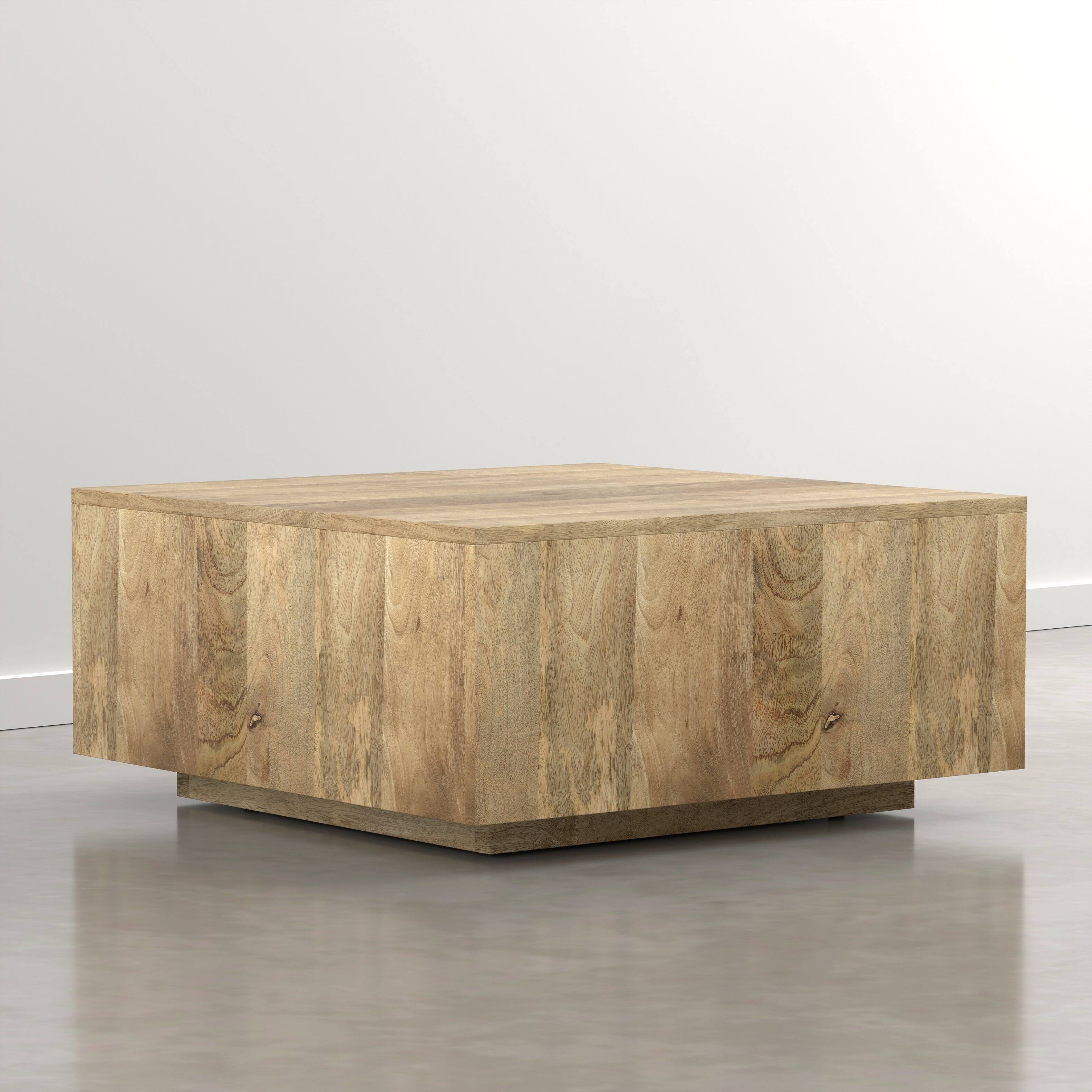 Angle. Simpli Home - Lockhart 30 inch Wide Solid Mango Wood Square Coffee Table, Natural Blonde - Natural Blonde.