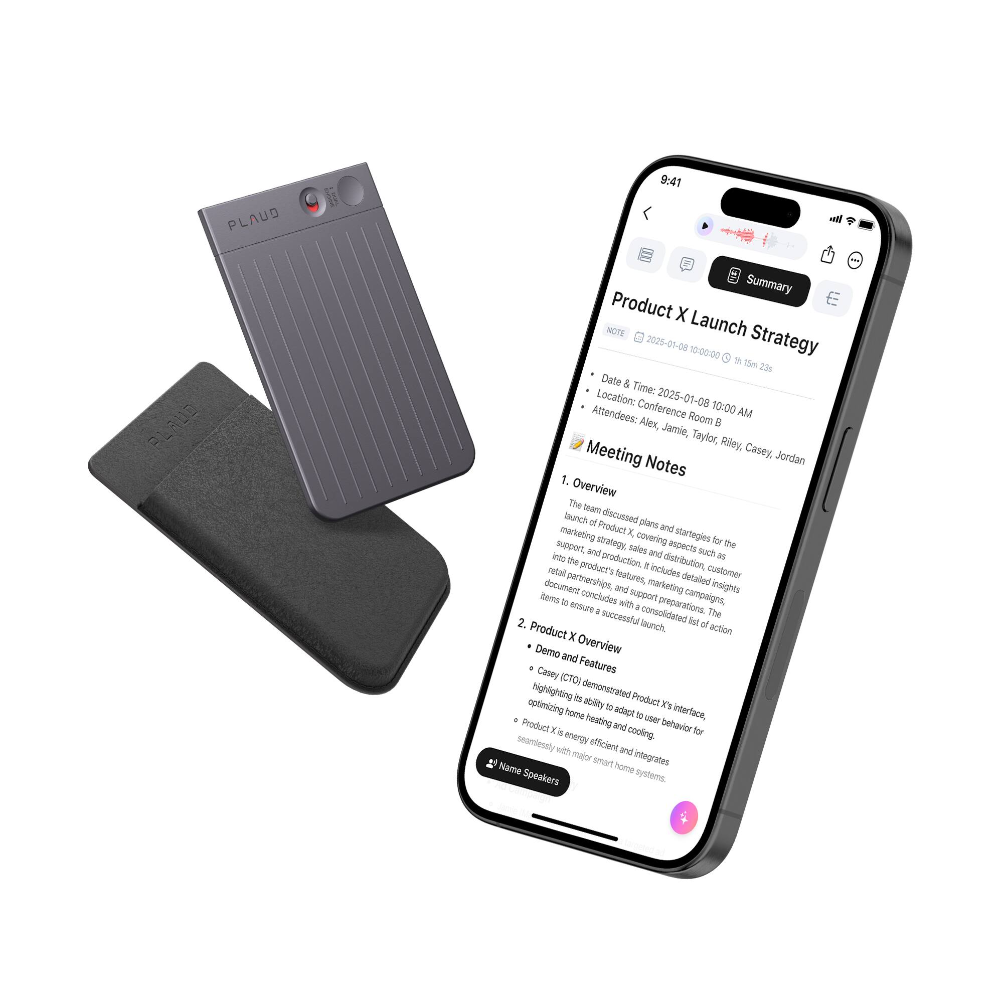 PLAUD - Note Smart AI Voice/Audio Recorder - Black