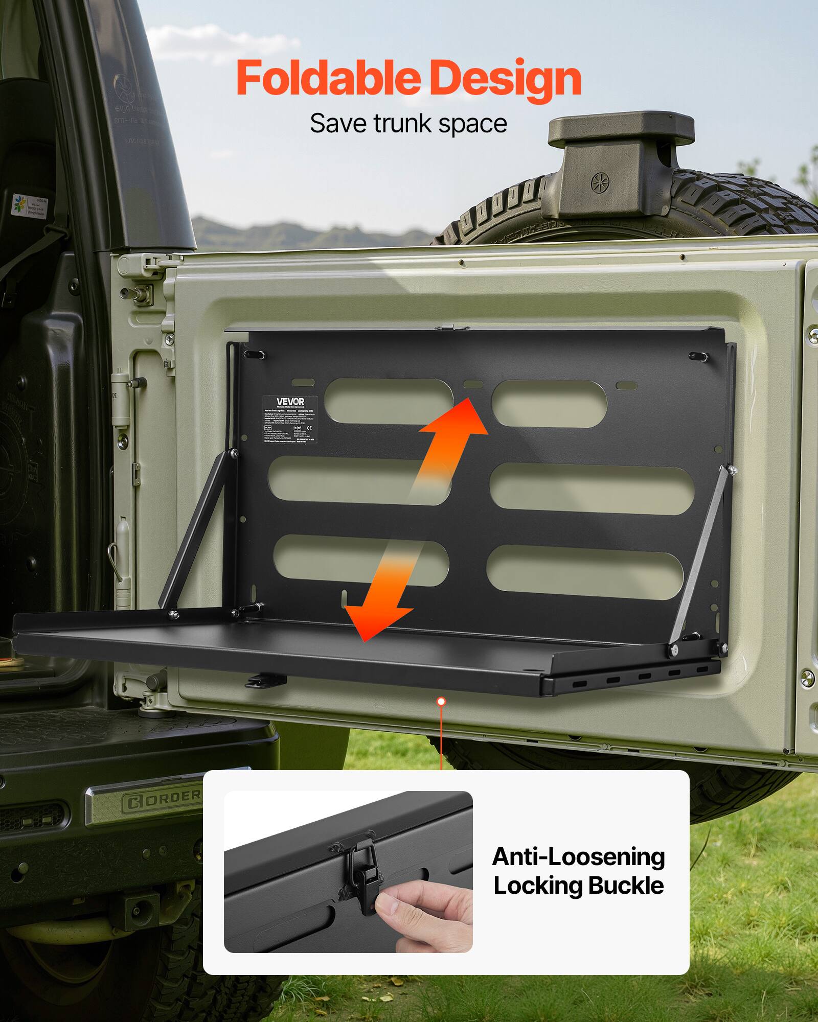 Foldable Design  
Save trunk space  

Anti-Loosening Locking Buckle