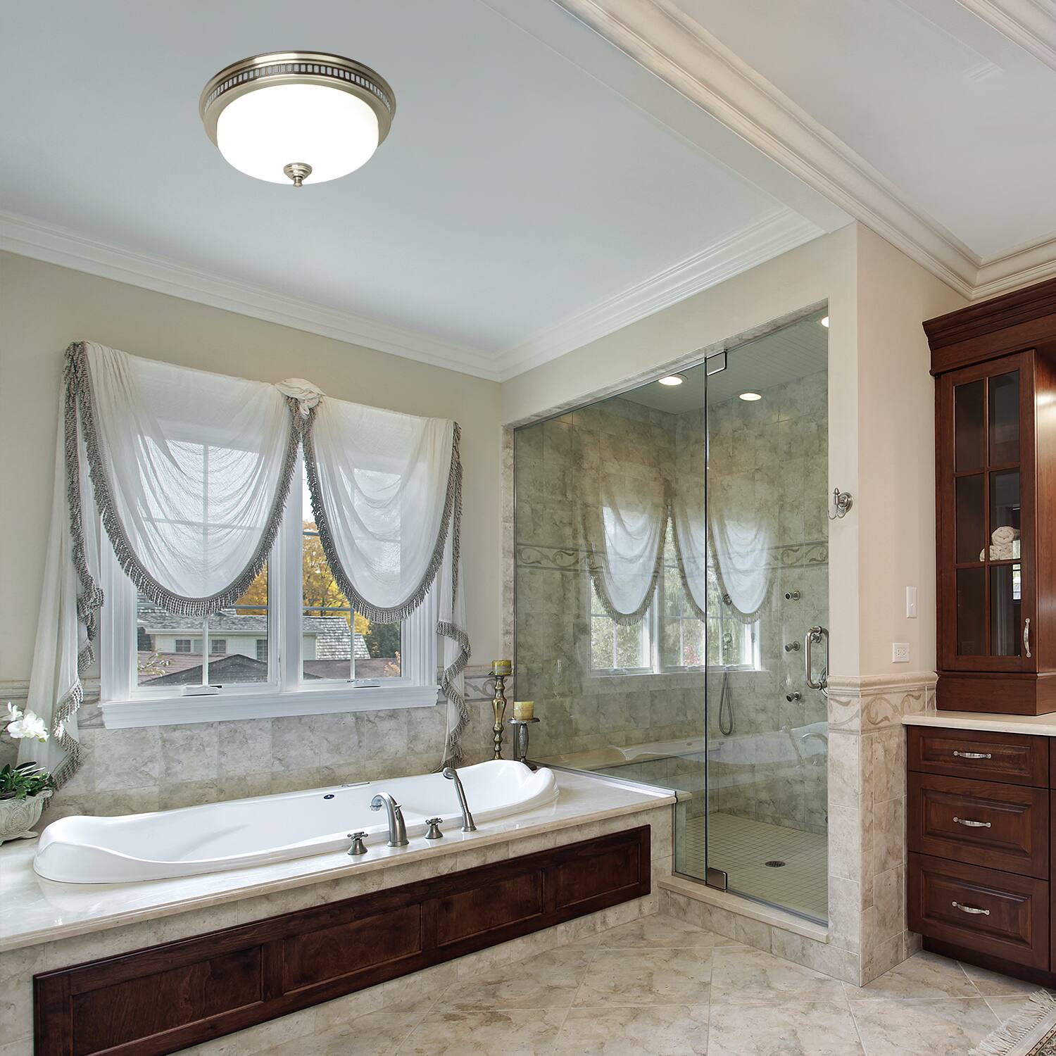 Alt View 4. Akicon - 110 CFM Ceiling Bathroom Exhaust Fan with LED Light and Nightlight, Round Frosted Glass Cover Brushed Nickel Grille - Brushed Nickel.