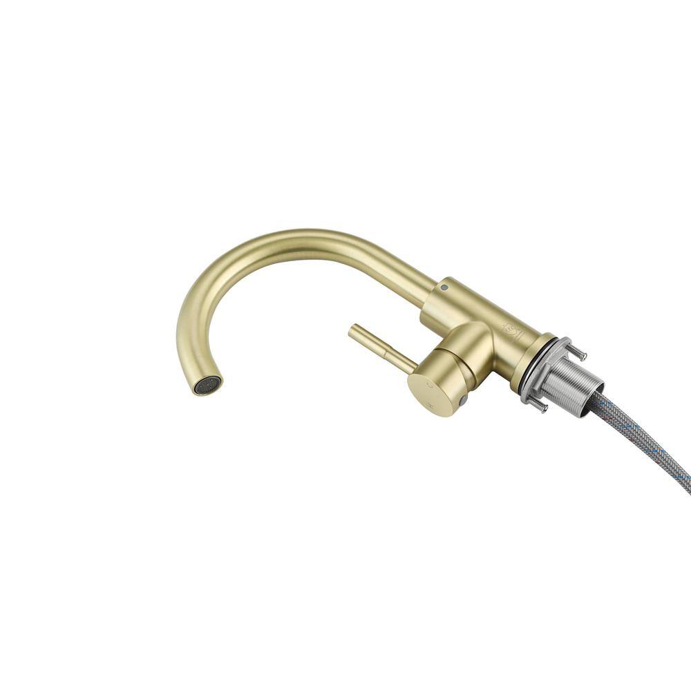 Alt View 1. Elegant Kitchen and Bath - Louis Single Hole Single Handle Bathroom Faucet in Brushed Gold - Brushed Gold.