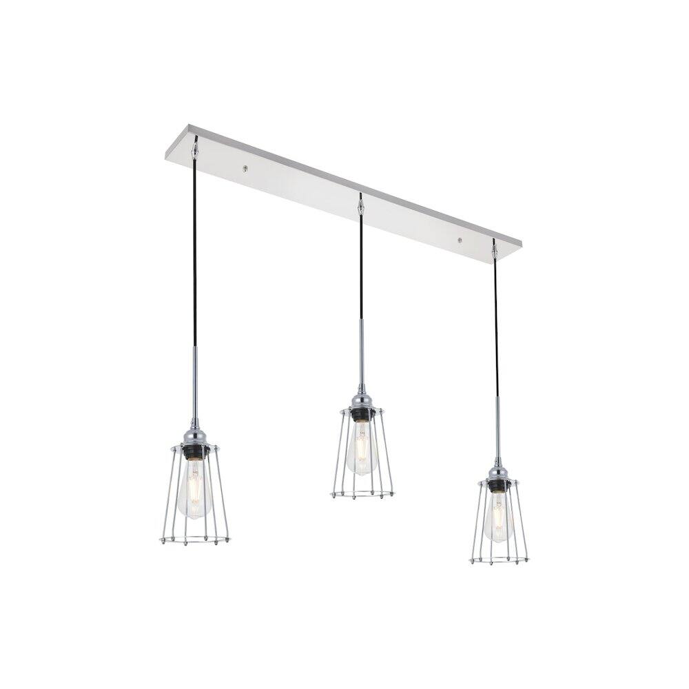 Alt View 2. Living District - Auspice 3 Light Chrome Pendant - Chrome.