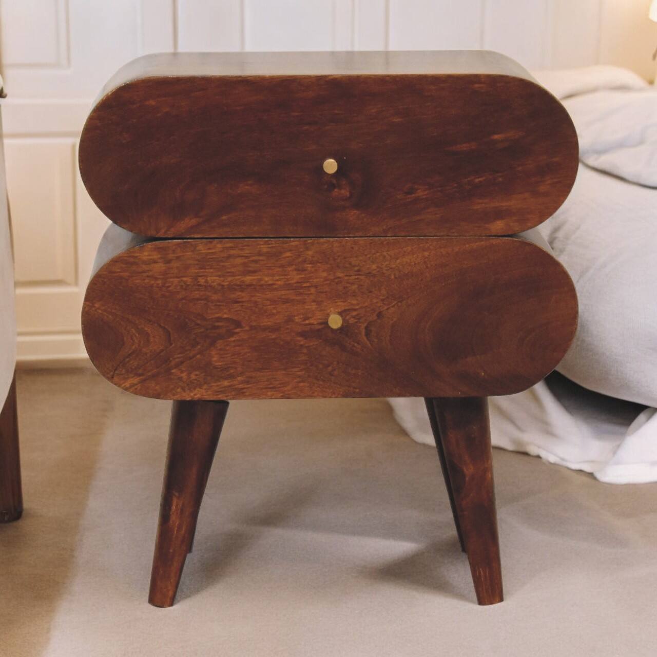 Angle. Artisan Furniture - Artisan Furniture Solid Wood Bubble Chestnut Bedside, 2 Drawers, Dark Brown - Dark Brown.