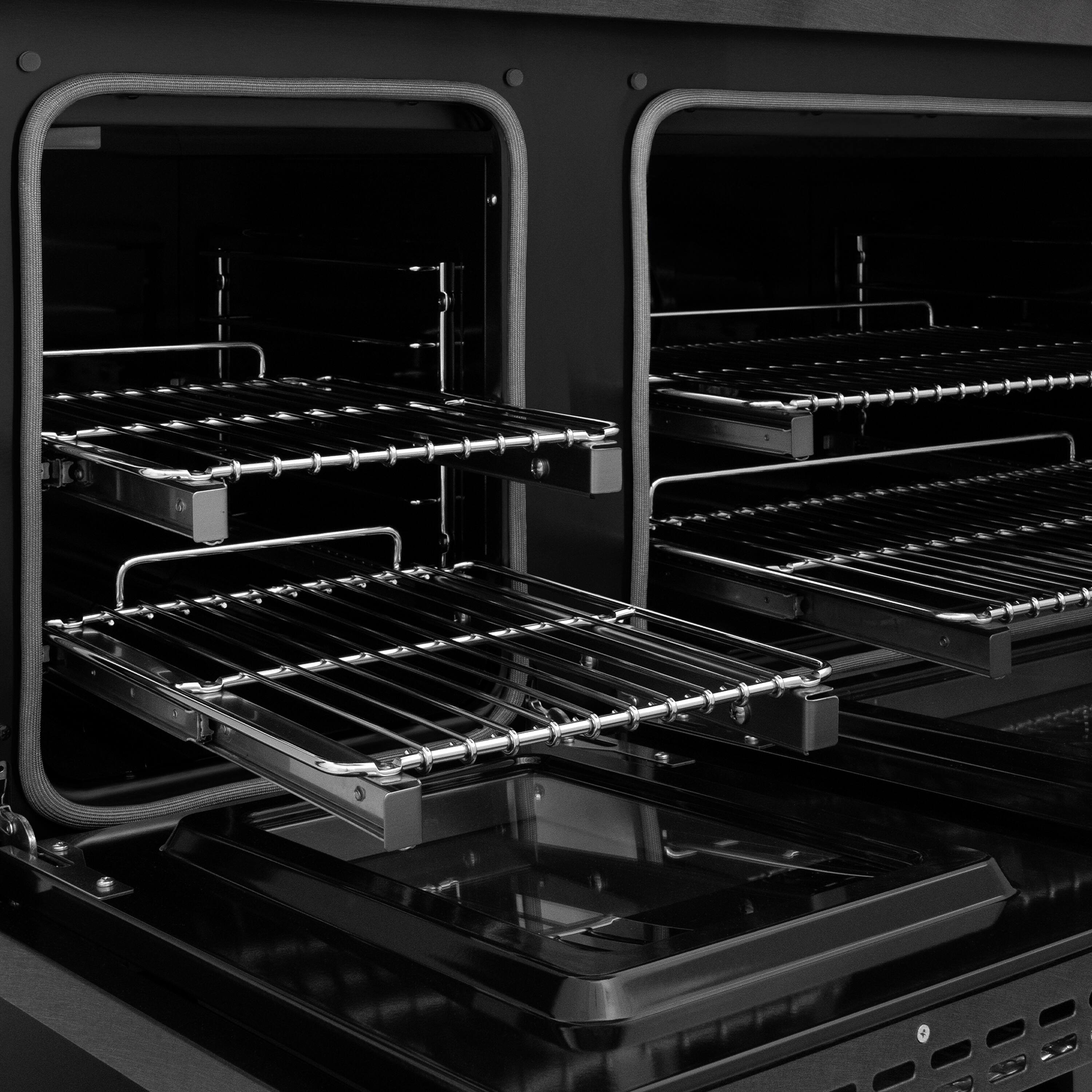 Alt View 2. ZLINE - 48 in. 6.7 cu. ft. Freestanding Paramount Double Oven Dual Fuel Range with 8 Gas Burners in Black Satin Stainless Steel - Black Satin Stainless Steel.