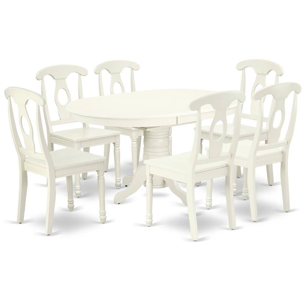 Back. East West Furniture - Dining Room Set Linen White - Brown.