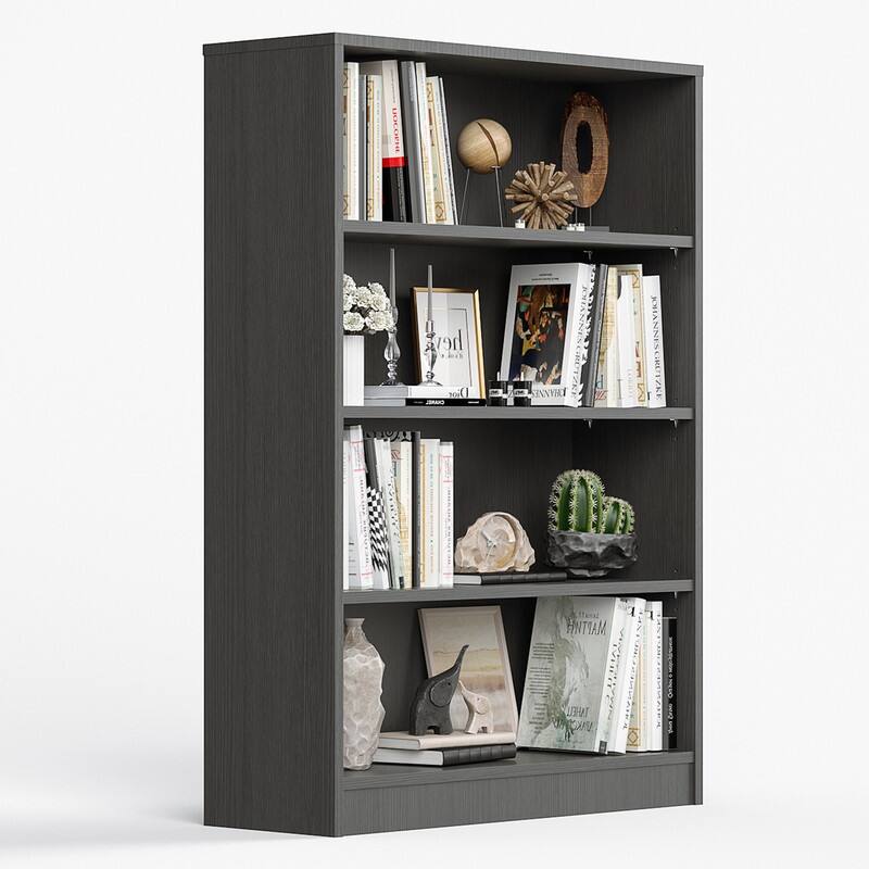 Photos - Display Cabinet / Bookcase Inch HTUTWOO - 4-Tier Wood Bookshelf, 48  Tall Bookcase with Adjustable Shelves, Large Storage for Bedroom Living Room Office 