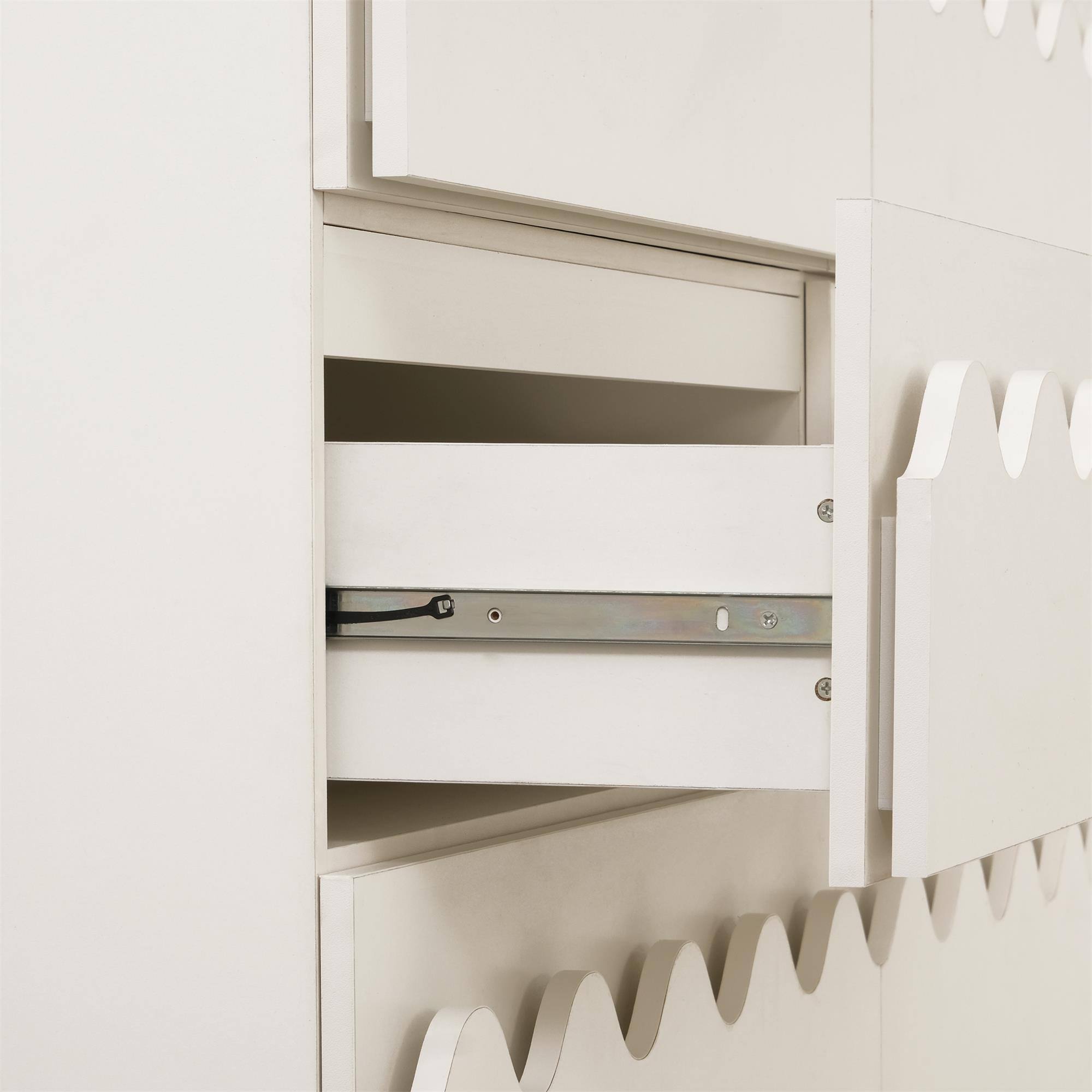 Alt View 7. Boyel Living - Ivory Modern 6 Drawer Dresser 60-in L x 18-in W x 33-in H Chest of Drawers with Solid Wood Legs for Bedroom Living Room - Ivory.