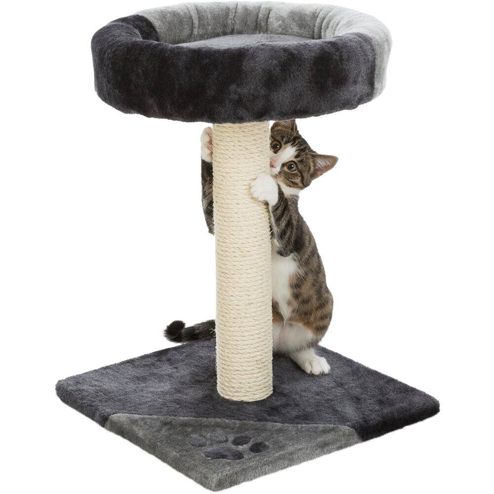 Alt View 3. TRIXIE - Junior Tarifa  Plush & Sisal 20.5" Scratching Post with Padded Platform - Gray.