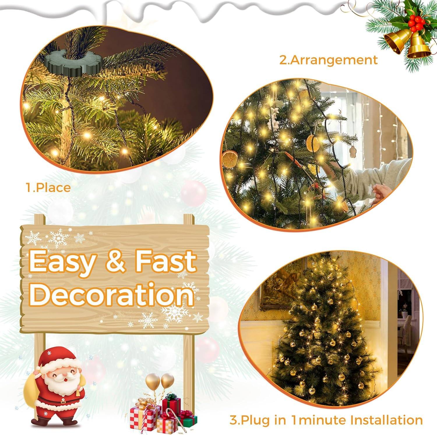 1. Place  
2. Arrangement  
3. Plug in 1 minute Installation  

Easy & Fast Decoration