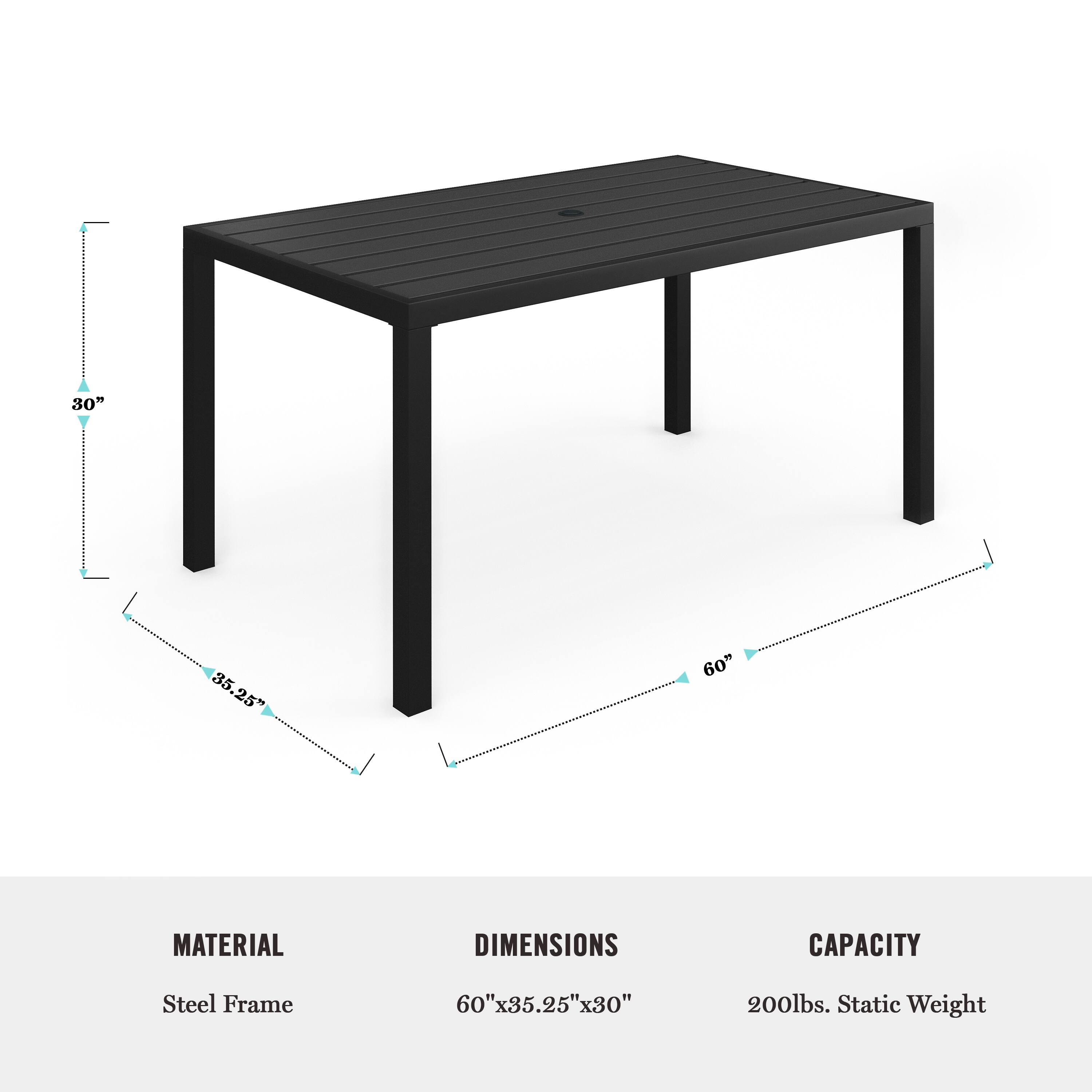Material: Steel Frame
Dimensions: 60" x 35.25" x 30"
Capacity: 200lbs Static Weight