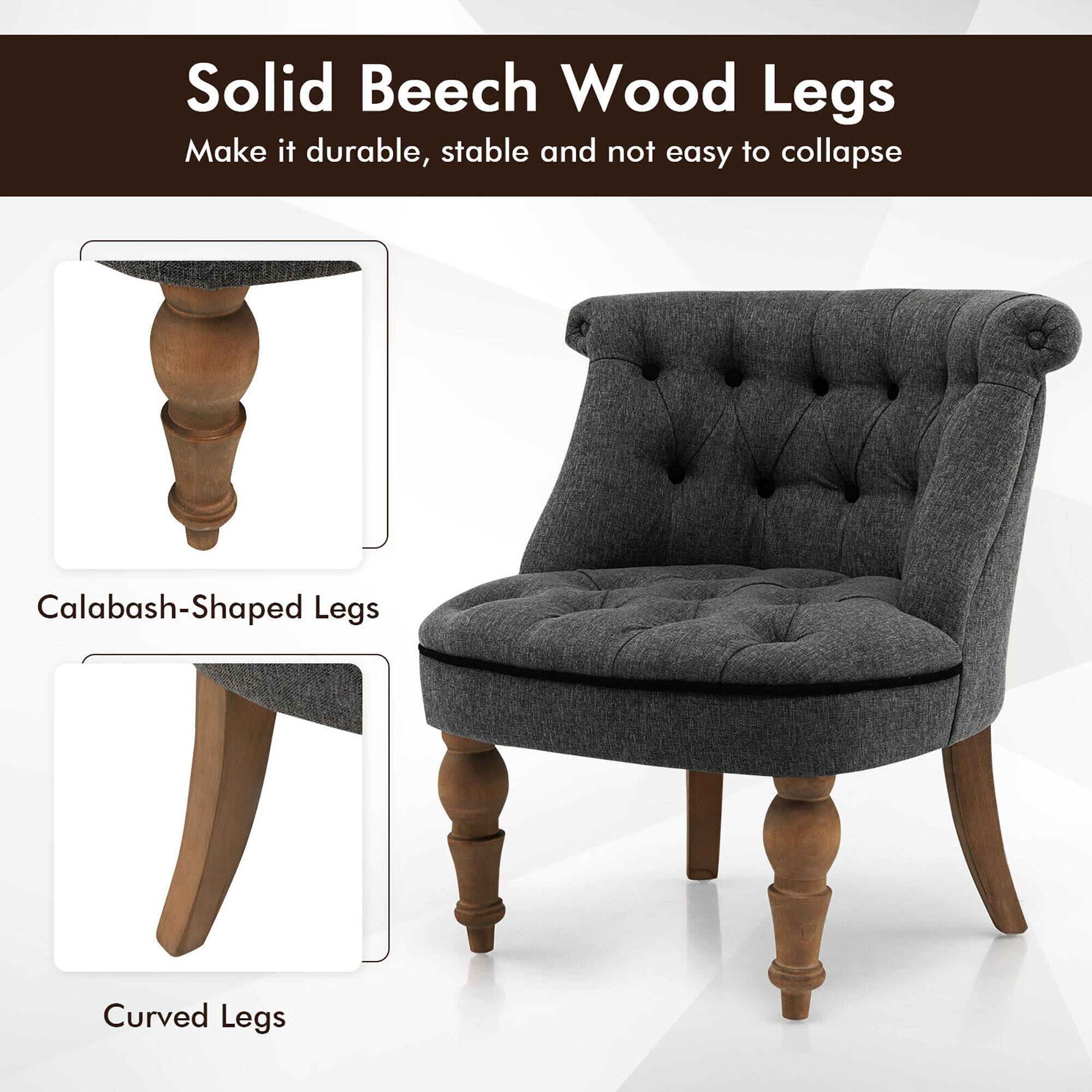 Solid Beech Wood Legs  
Make it durable, stable and not easy to collapse  

Calabash-Shaped Legs  

Curved Legs