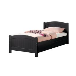 Manhattan Lane - Shov Twin Size Trundle Bed, Arched Headboard, Vertical Accents, Wood - Black