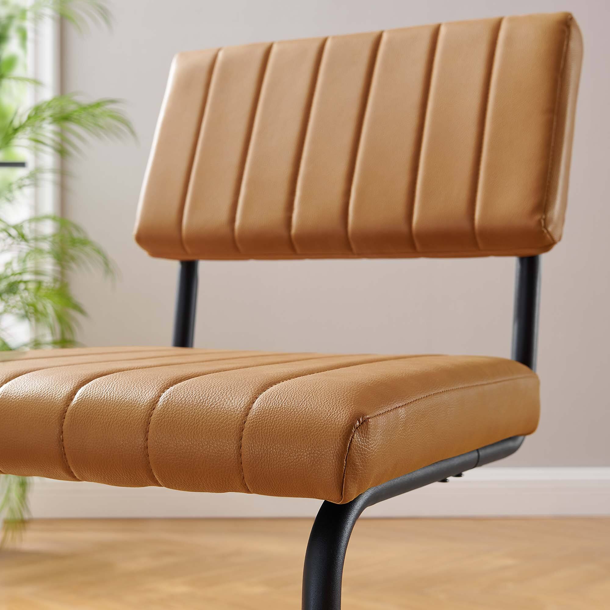 Alt View 6. Modway - Parity Vegan Leather Dining Side Chairs Set of 2 by Modway - Brown.