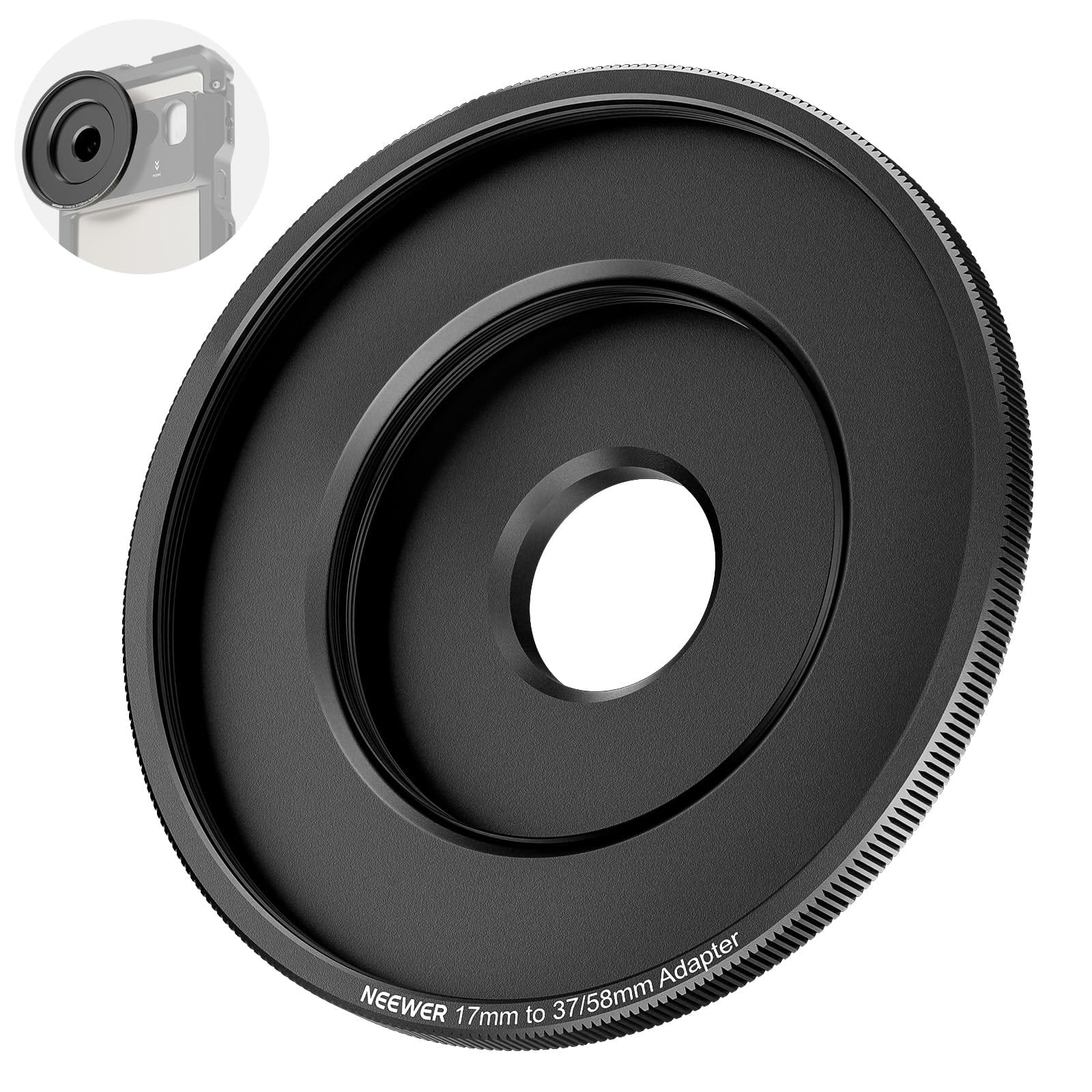 Neewer - 17mm to 37mm & 58mm Lens Filter Adapter Ring, for Phone Cage/Beastgrip, PA062