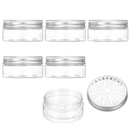 Front. Unique Bargains - Premium Empty Scent Beads Container, Refillable Spice Tin Hollow Lid, 6pcs 2.7oz - For Aromatherapy, Scent, Storage - Clear.