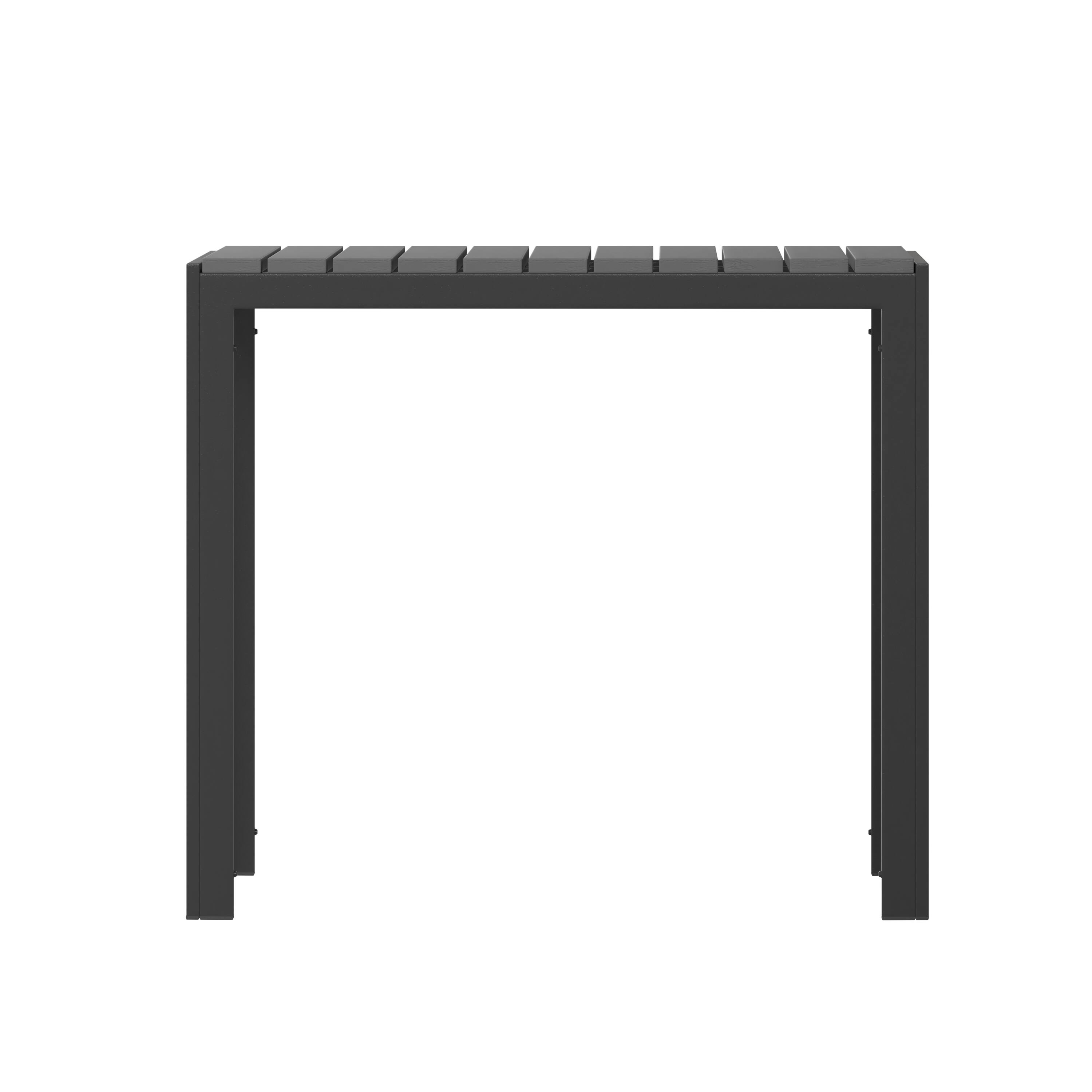 Alt View 7. Emma + Oliver - Hader Modern Weather and Rust Resistant Steel Patio Table with Slatted Polyresin Top for Indoor and Outdoor Use - Black Top/Black Frame.