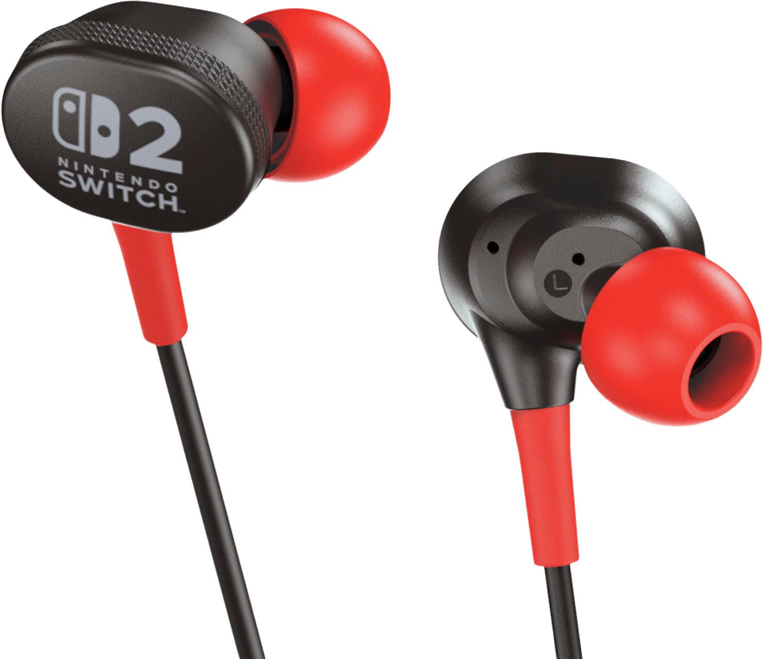 Front. PowerA - PowerA Wired Earbuds for Nintendo Switch 2- Black - Black.