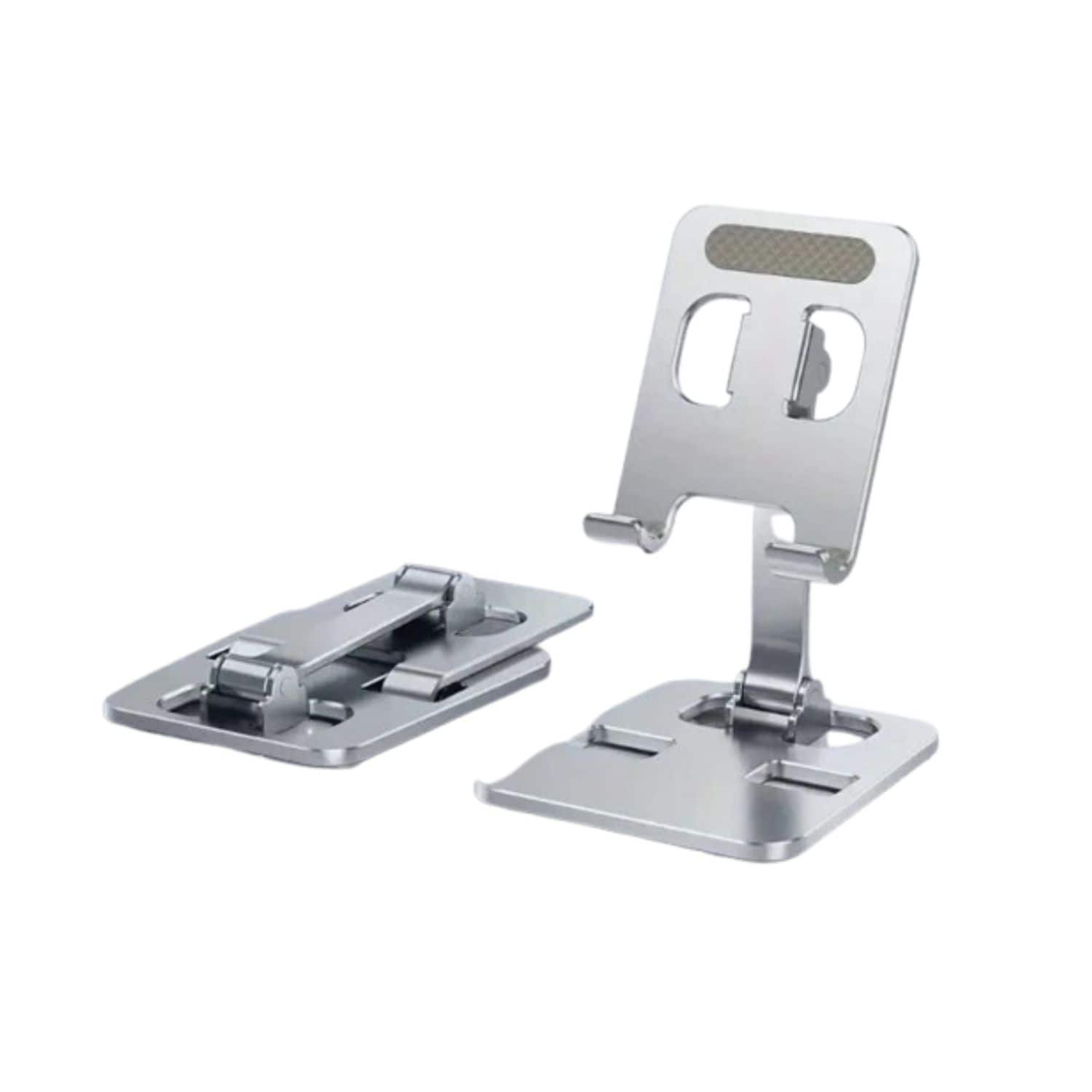 Home Collection - Universal Adjustable Metal Desk Stand for Phone & Tablet – Aluminum Foldable Holder (1 Pack) - Silver