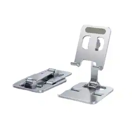 Home Collection - Universal Adjustable Metal Desk Stand for Phone & Tablet – Aluminum Foldable Holder (1 Pack) - Silver