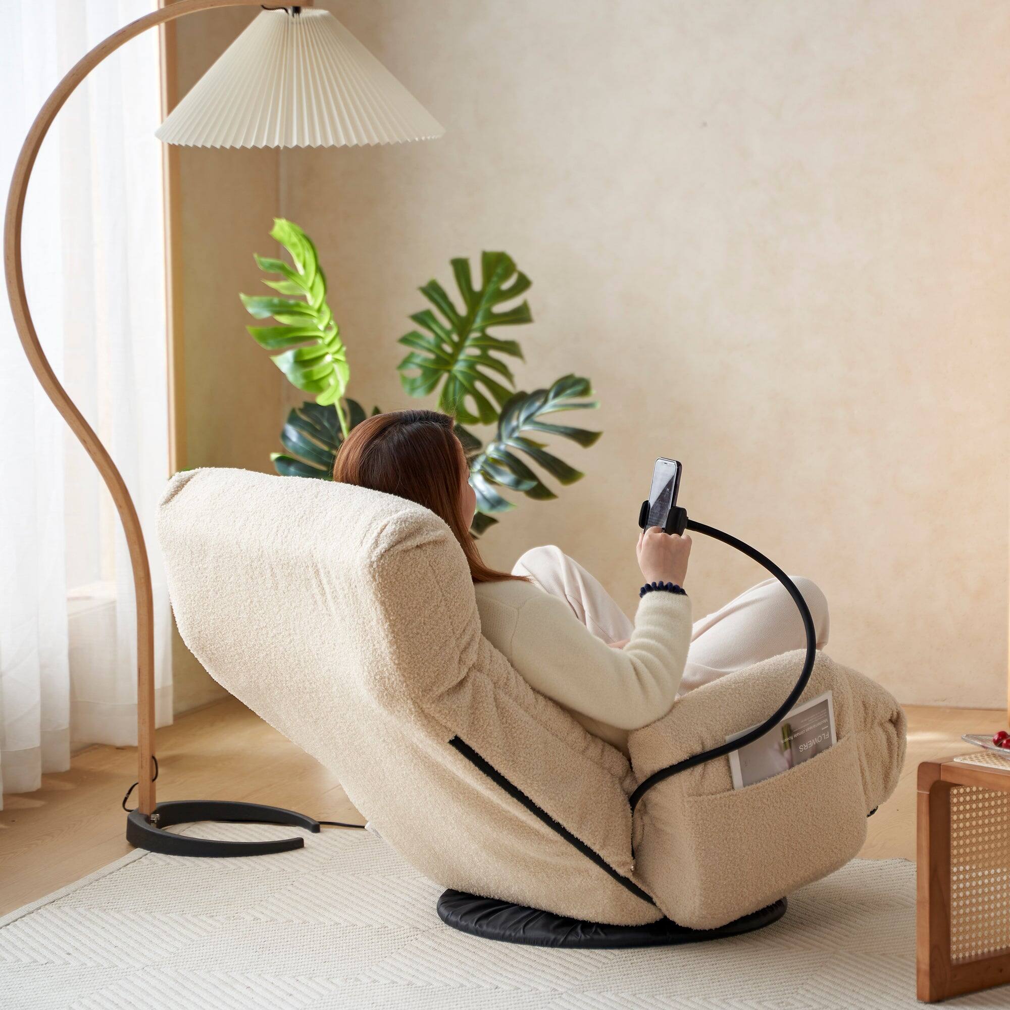 Alt View 9. Boyel Living - 360 Rotating Foldable Adjustable Floor Lounge Chair Comfortable Seating for Living Room Bedroom Beige - White.