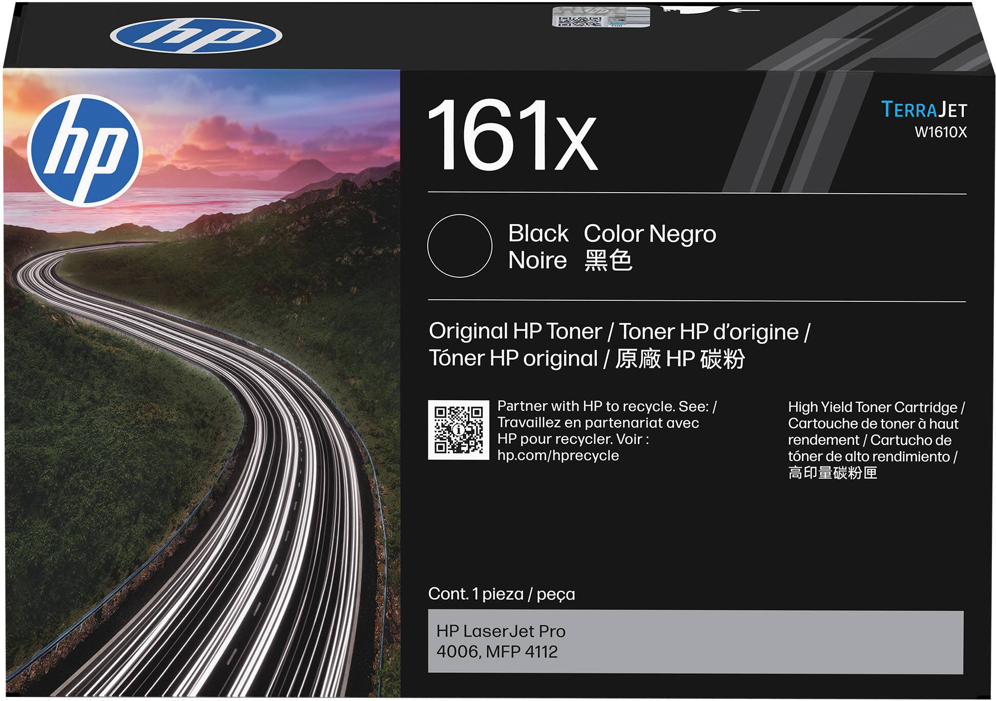 Lp hp FA0 2 161x Black Color Negro Noire TERRAJET W1610X Original HP Toner / Toner HP d'origine / Toner HP original / HP Partner with HP to recycle. See: / Travaillez en partenariat avec HP pour recycler. Voir: hp.com/hprecycle High Yield Toner Cartridge Cartouche de toner haut rendement / Cartucho de tóner de alto rendimiento / Cont. 1 pieza / pea HP LaserJet Pro 4006, MFP 4112