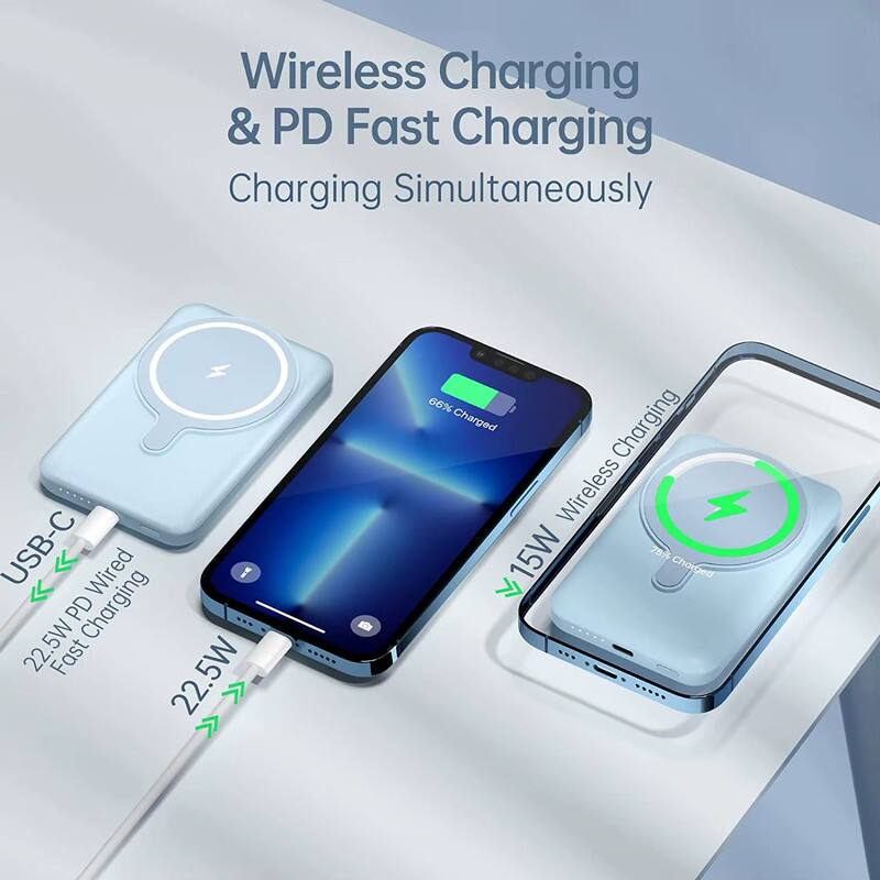 Wireless Charging & PD Fast Charging  
Charging Simultaneously  

USB-C  
22.5W PD Wired Fast Charging  

15W Wireless Charging  

66% Charged  
75% Charged