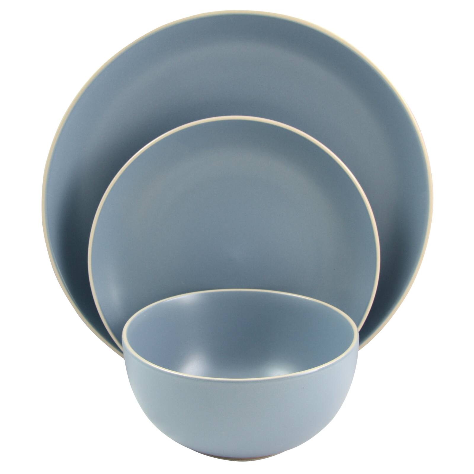 Alt View 4. Gibson - Gibson Home Rockaway 12-Piece Dinnerware Set in Matte Blue - Matte Blue.