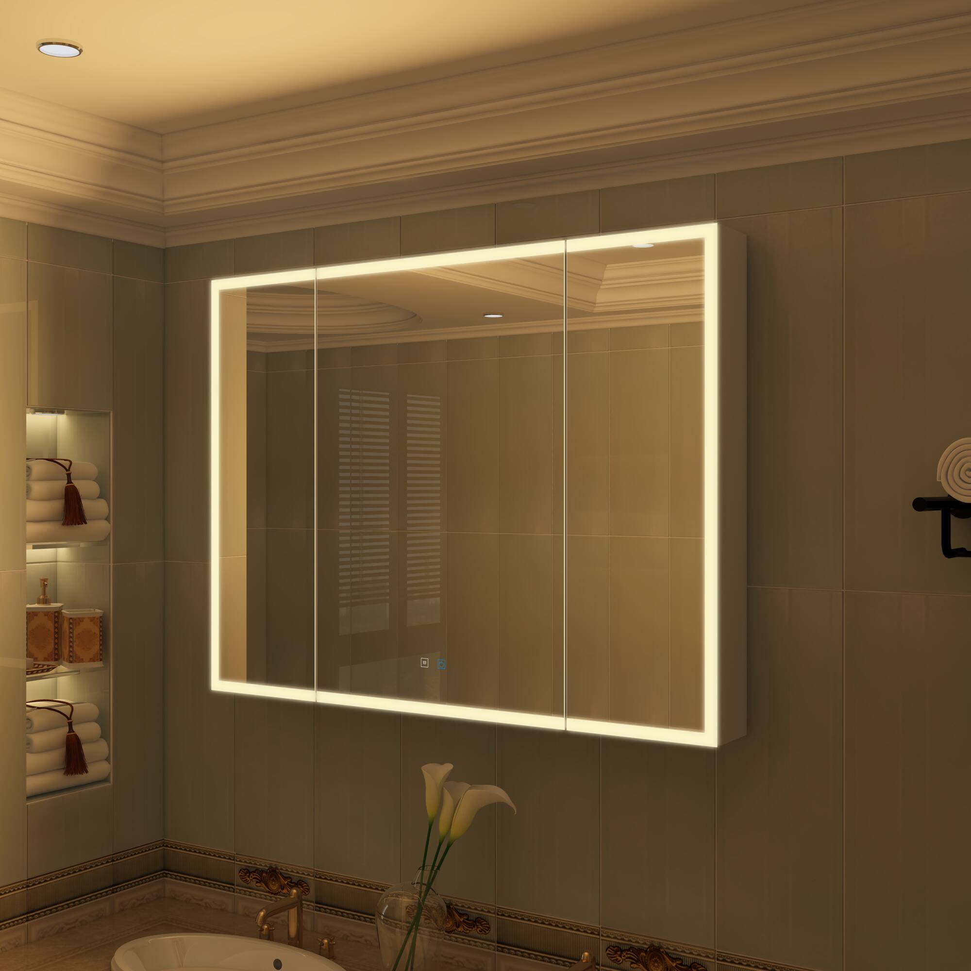 Alt View 10. Famapy - Famapy LED Smart Bathroom Mirror Cabinet with Defogger & Touch Control - White.