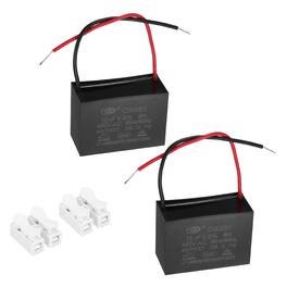 Unique Bargains - 2pcs 15uF CBB61 Ceiling Fan Capacitor, AC 450V 2 Wires with Terminal Blocks for Pump Motor Generator Blower - Black