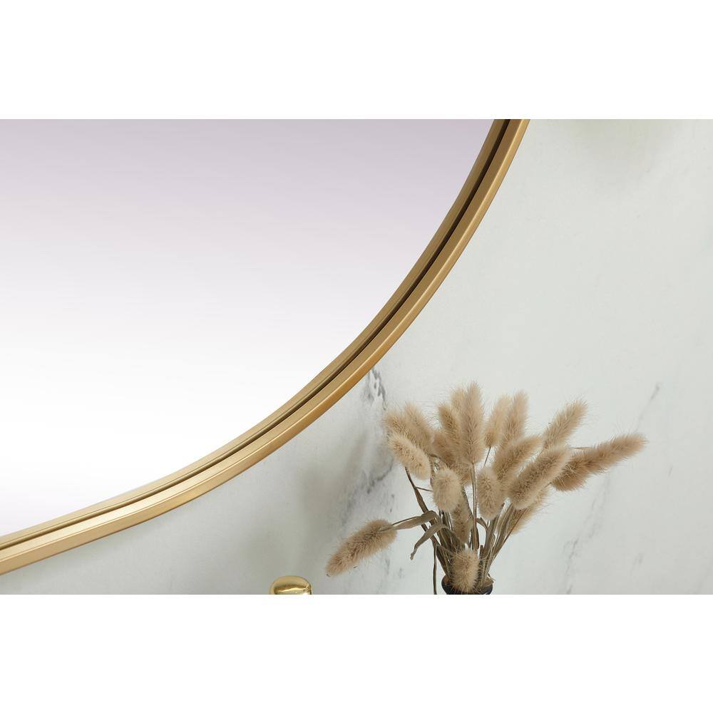 Alt View 2. Elegant Decor - Metal Frame Oval Mirror 30x48 Inch in Brass - Brass.