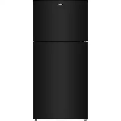Front. Amana - 19.3 CuFt Top Mount Refrigerator in Black - Black.