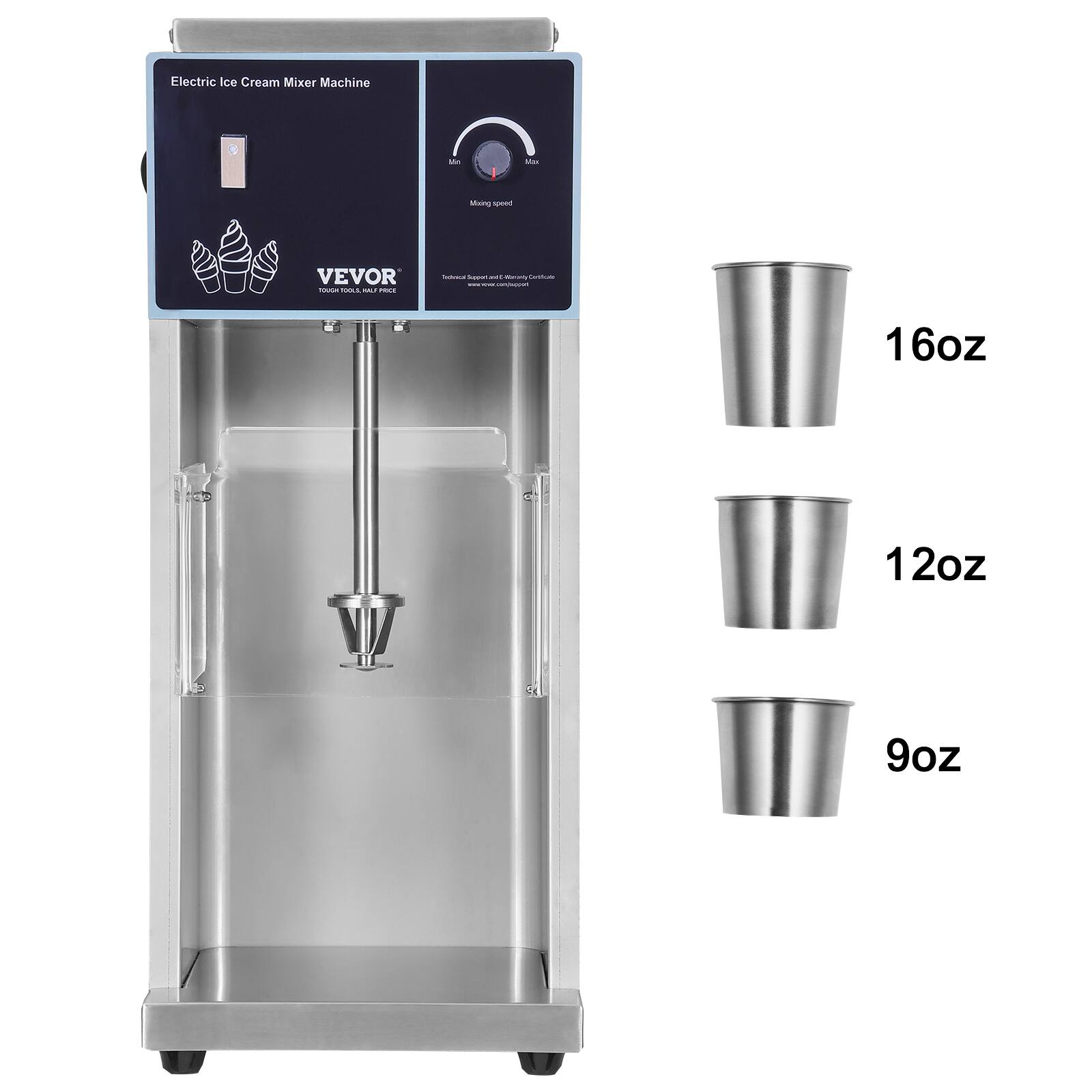 Electric Ice Cream Mixer Machine

VEVOR TOUCH TOOLS www.vevor.com

Mixer speed

16oz
12oz
9oz
