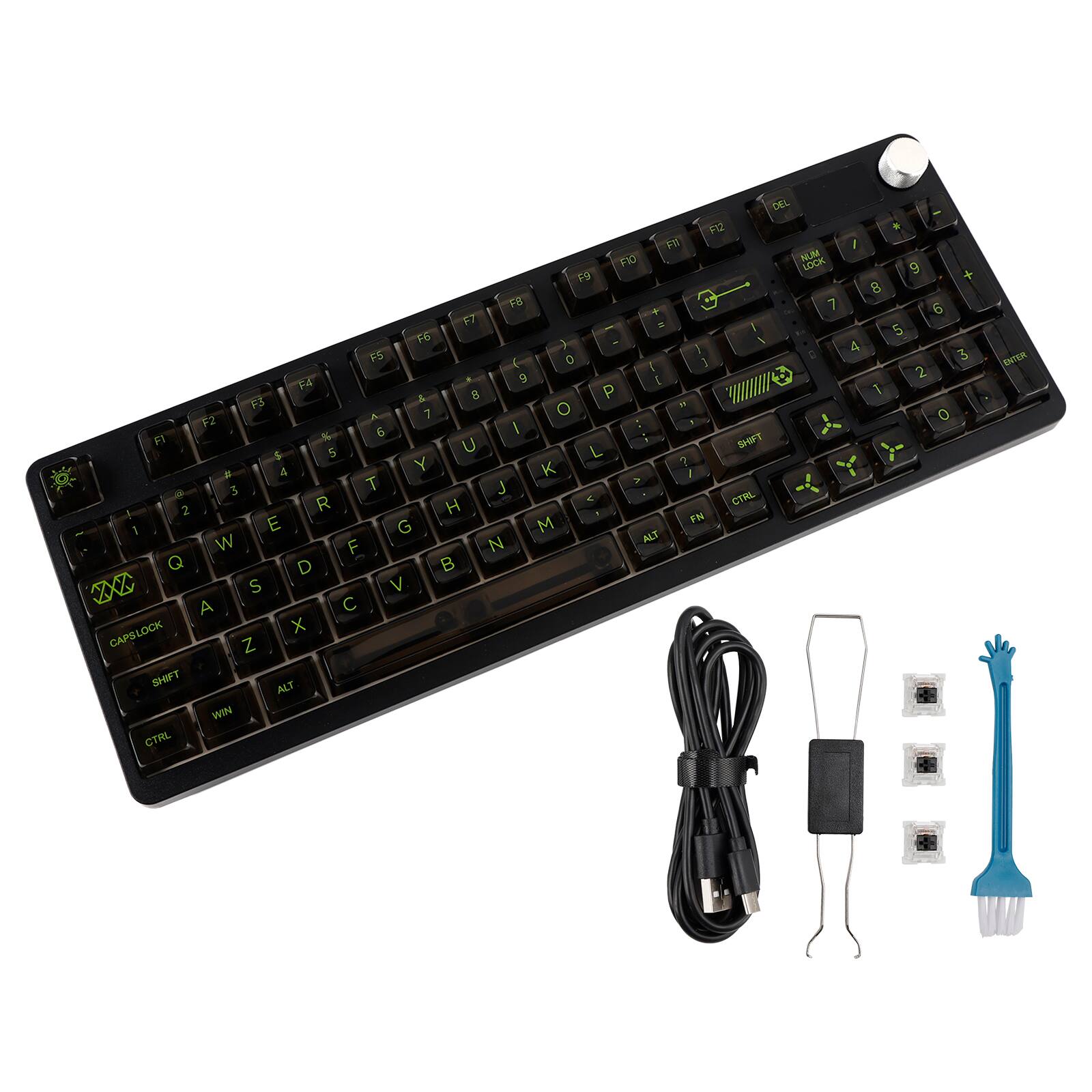 DEL F12 F1 F2 F3 F4 F5 F6 F7 F8 F9 F10 F11 F12 NUM LOCK 7 8 9 4 5 6 1 2 3 0 - = + I O P L K J H G F D S A Z X C V B N M ALT FN CTRL SHIFT WIN CAPSLOCK