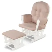 Costway - Glider and Ottoman Cushion Set Wood Nursery Rocking Chair - Pink - Front_Zoom