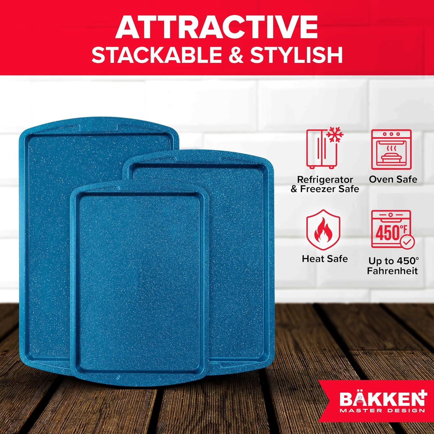 ATTRACTIVE STACKABLE & STYLISH Refrigerator Oven Safe & Freezer Safe Heat Safe Up to 450 Fahrenheit BKKEN MASTER DESIGN