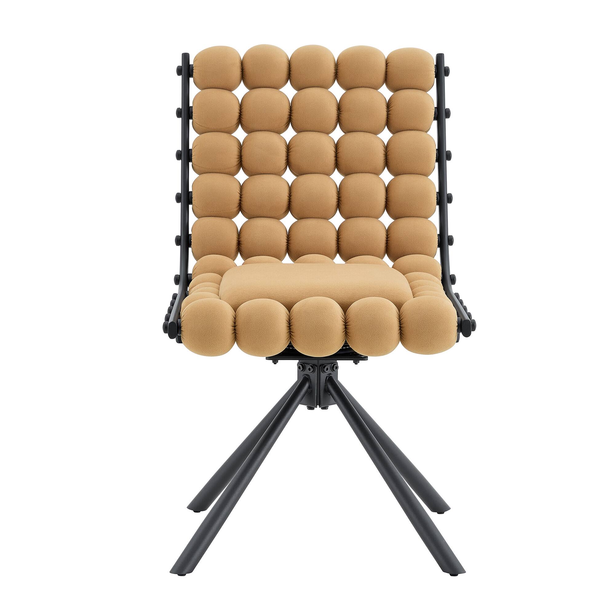 Alt View 5. Loheer - Loheer Velvet Dining Chairs Set of 2 Bubble Tufted Accent Chairs for Dining Room Kitchen with Black Legs 1.63 ft - Black,Brown.