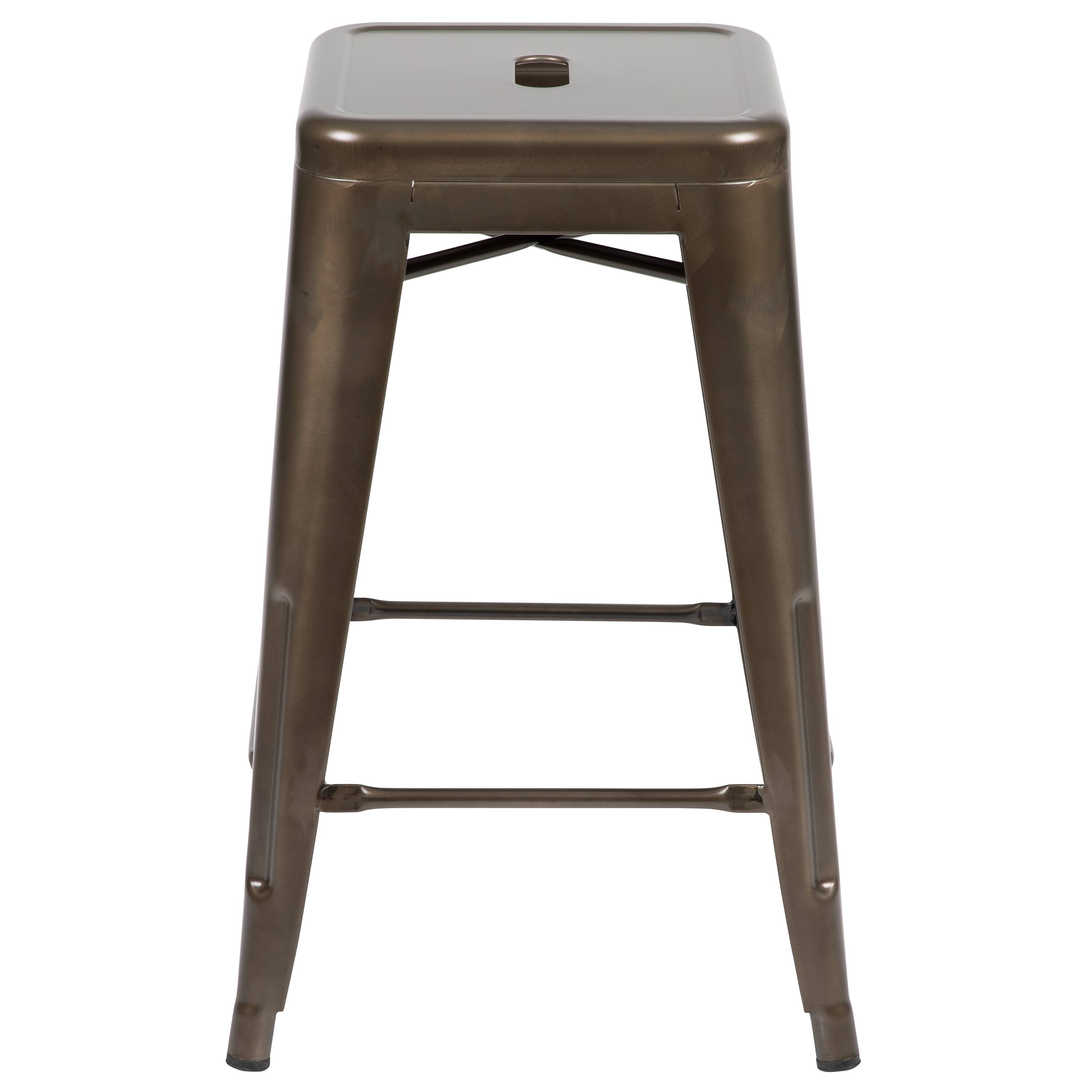 Alt View 6. Emma + Oliver - 4 Pack 24" High Metal Indoor Counter Bar Stool - Stackable Stool - Gun Metal.