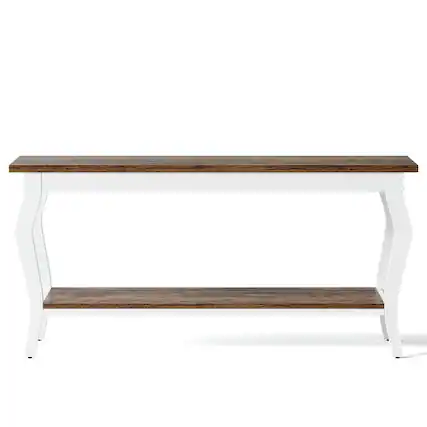 Front. Kadyn - Entryway Table, Console Sofa Table,70.9" Console Table, Vintage Sofa Table with 2-Tier Storage - Brown.