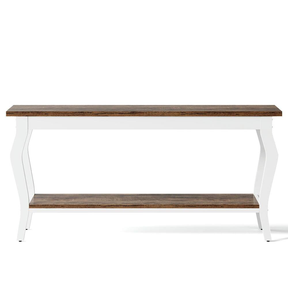 Front. Kadyn - Entryway Table, Console Sofa Table,70.9" Console Table, Vintage Sofa Table with 2-Tier Storage - Brown.
