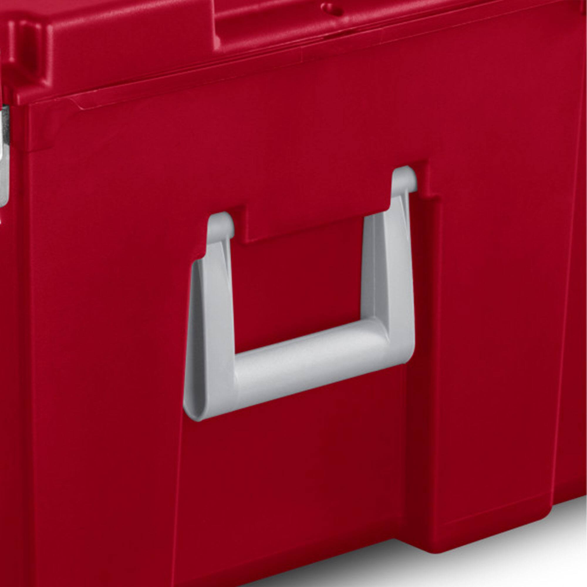 Alt View 7. Sterilite - Sterilite Wheeled Footlocker, Plastic Utility Lockable Storage Container, Red - Red.