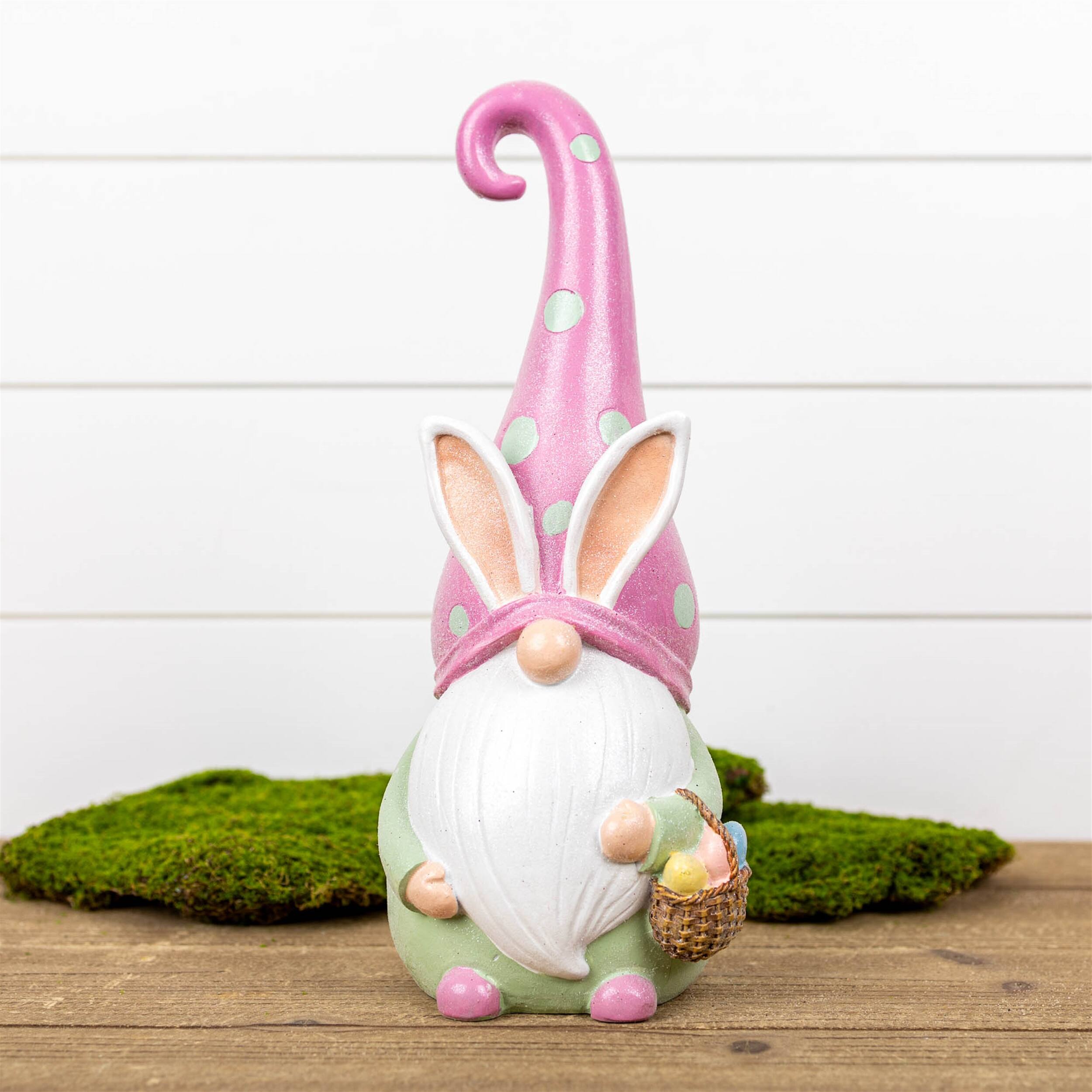 Angle. BreeBe - Easter Gnome Figurine 13"H - Pink.