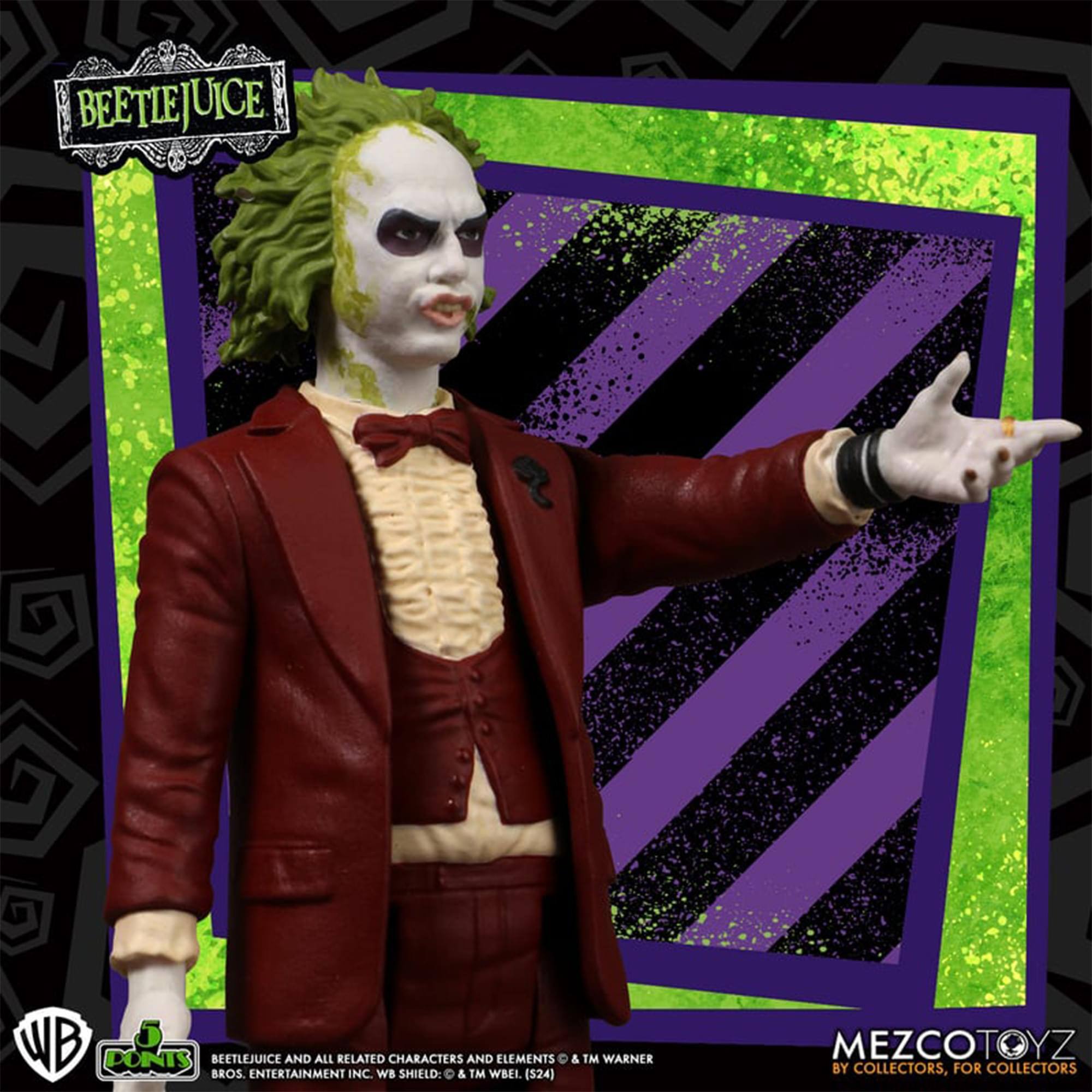 BEETLEJUICE WB PONTS BROS. BEETLEJUICE ENTERTAINMENT AND ALL RELATED INC. WB CHARACTERS SHIELD: & AND TM WBEI ELEMENTS (524) & TM WARNER MEZCOTOYZ BY COLLECTORS, FOR COLLECTORS