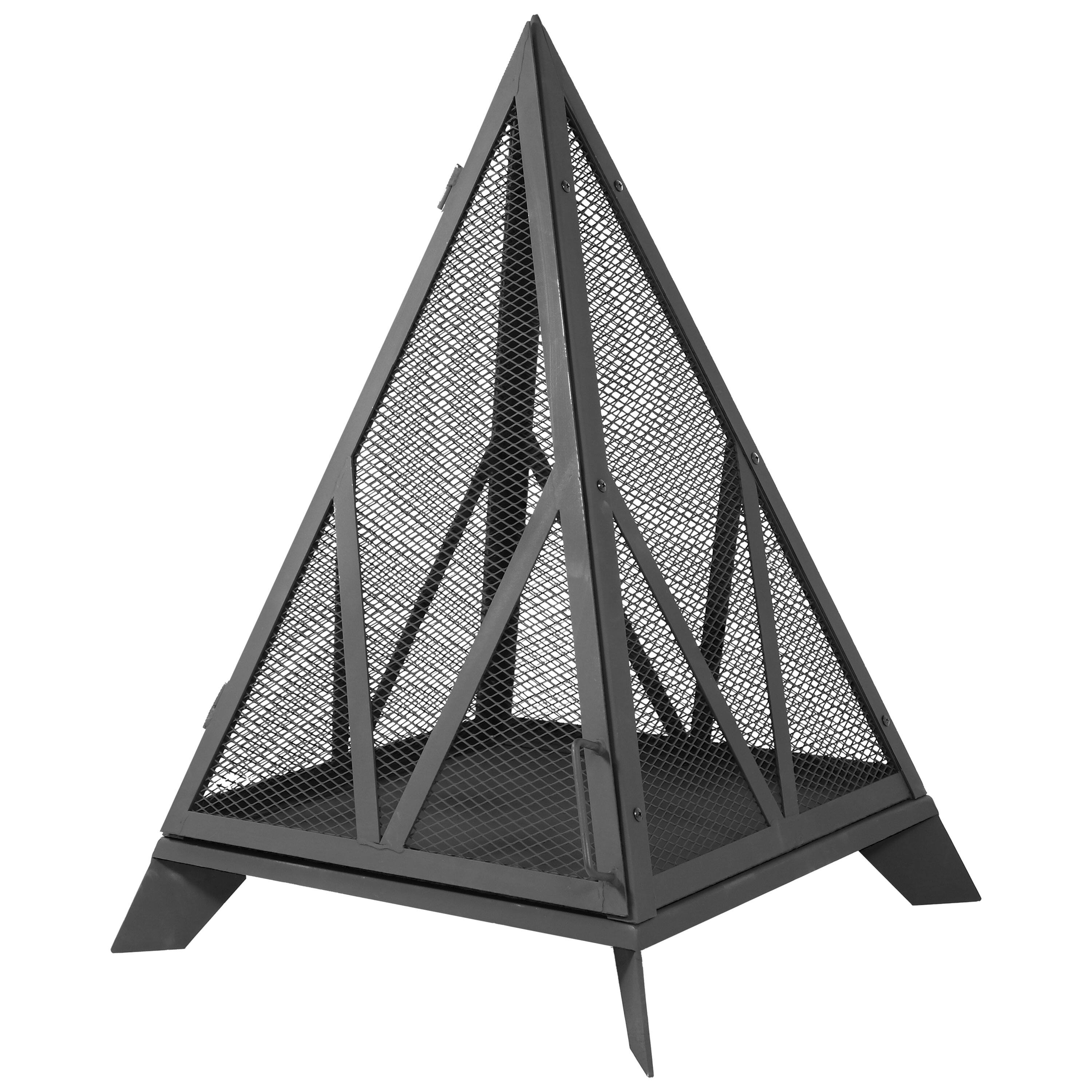 Alt View 5. Sunnydaze - Majestic Pyramid Heavy-Duty Steel Outdoor Fire Pit - Black.