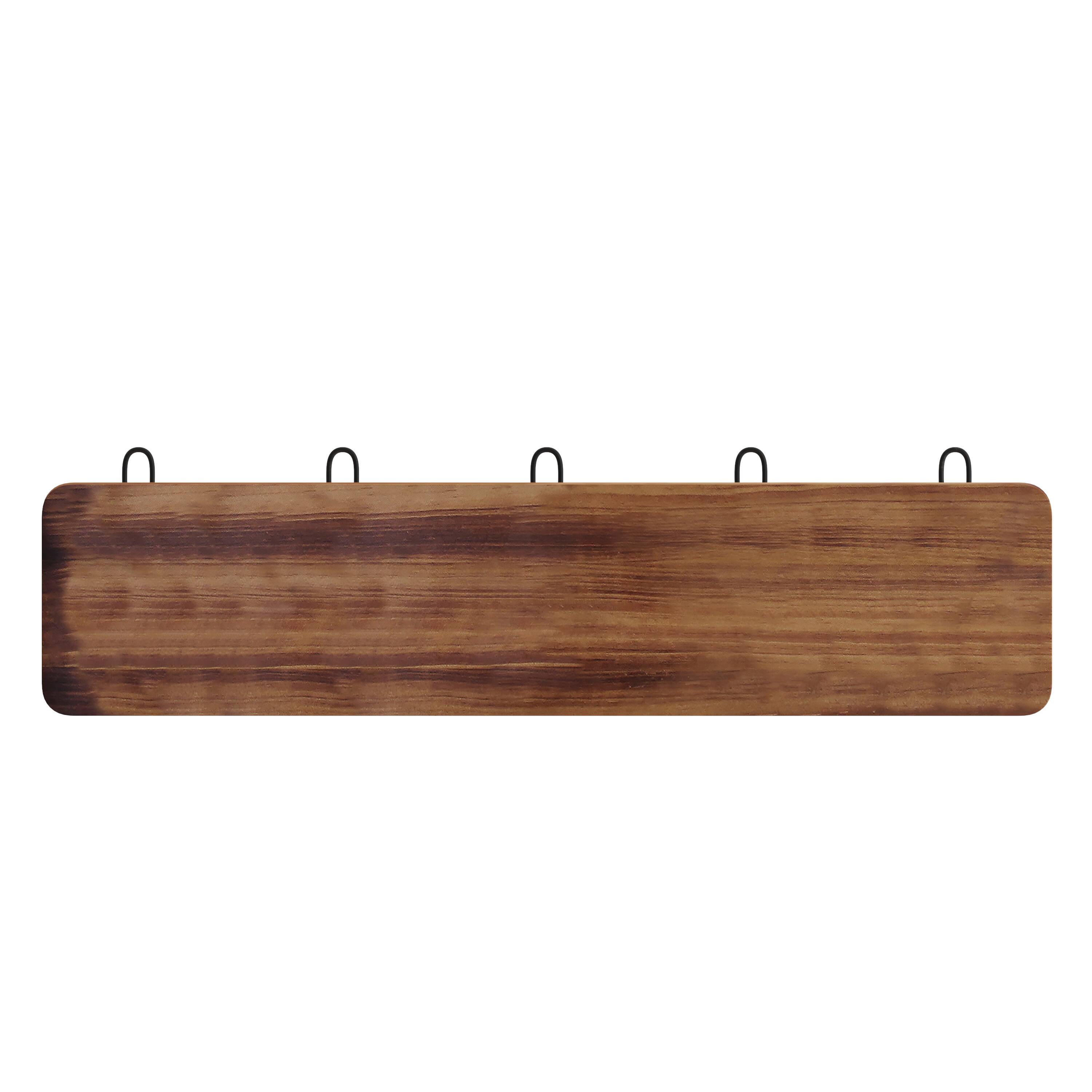 Alt View 7. Emma + Oliver - Wade Rustic Wall Hanging Storage Rack with 5 Hooks for Entryway, Kitchen, Bathroom and More - Rustic Brown.